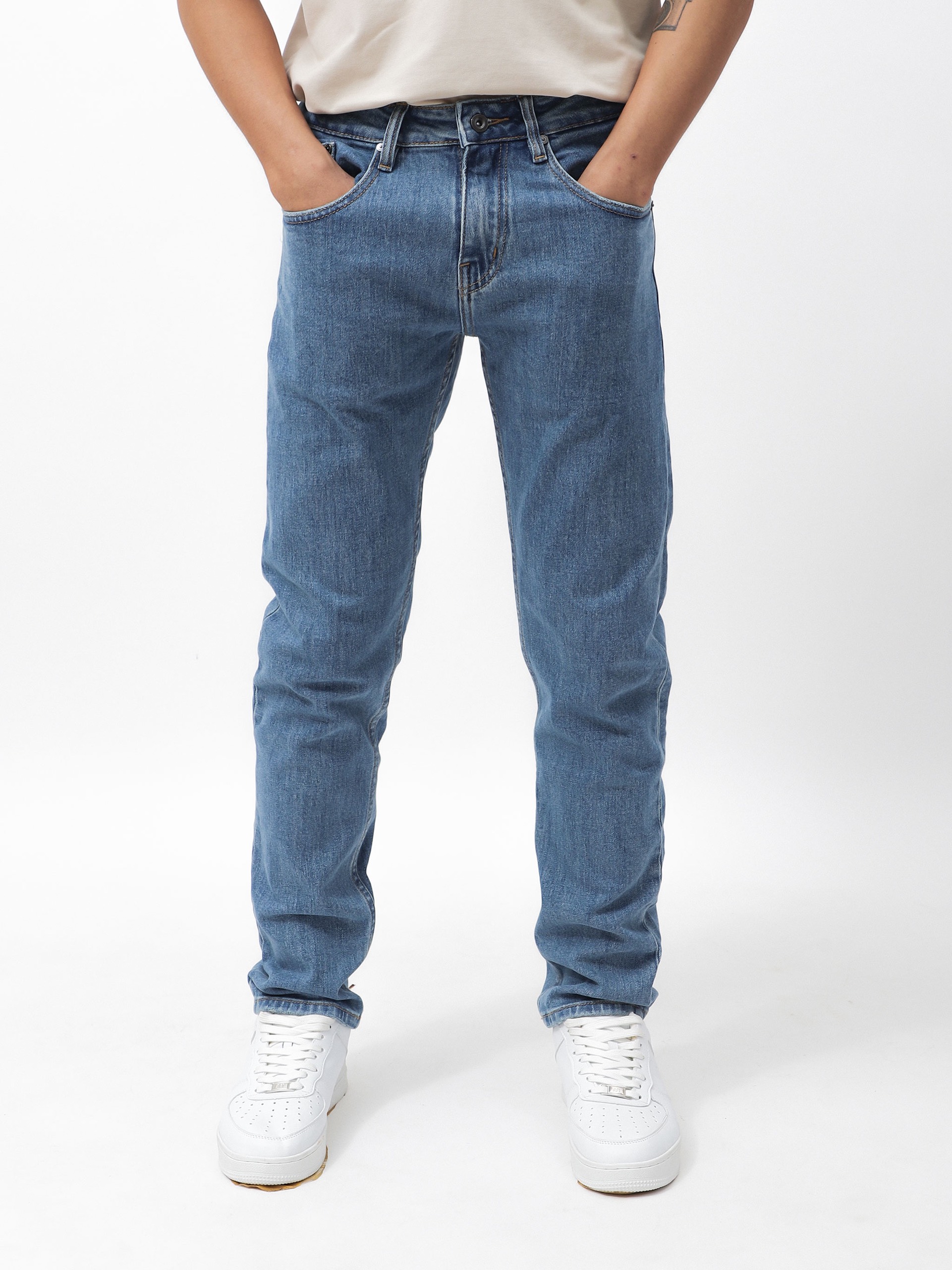 QUẦN JEANS DEFOXX REGULAR-FIT XANH TRƠN