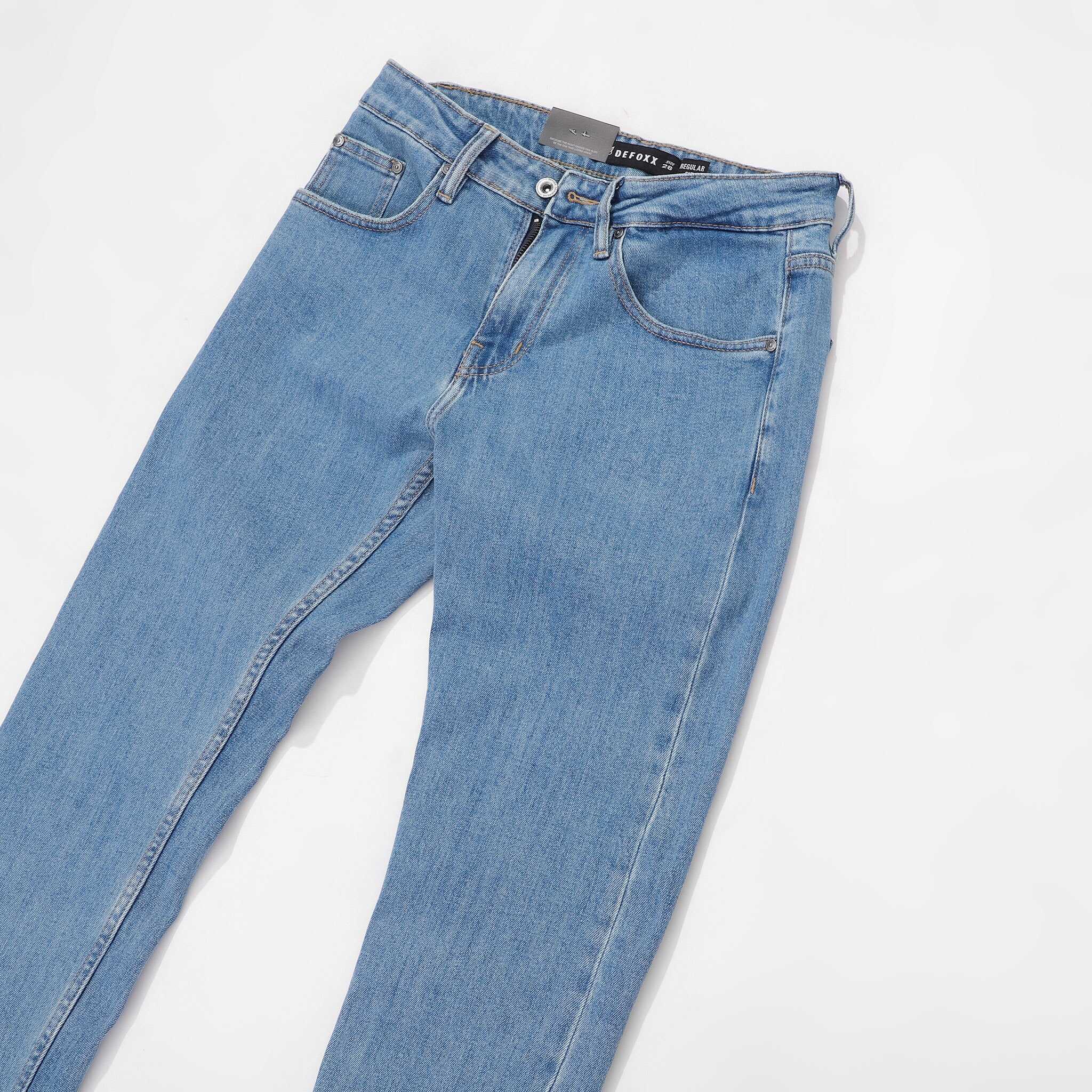 QUẦN JEANS DEFOXX REGULAR-FIT XANH TRƠN