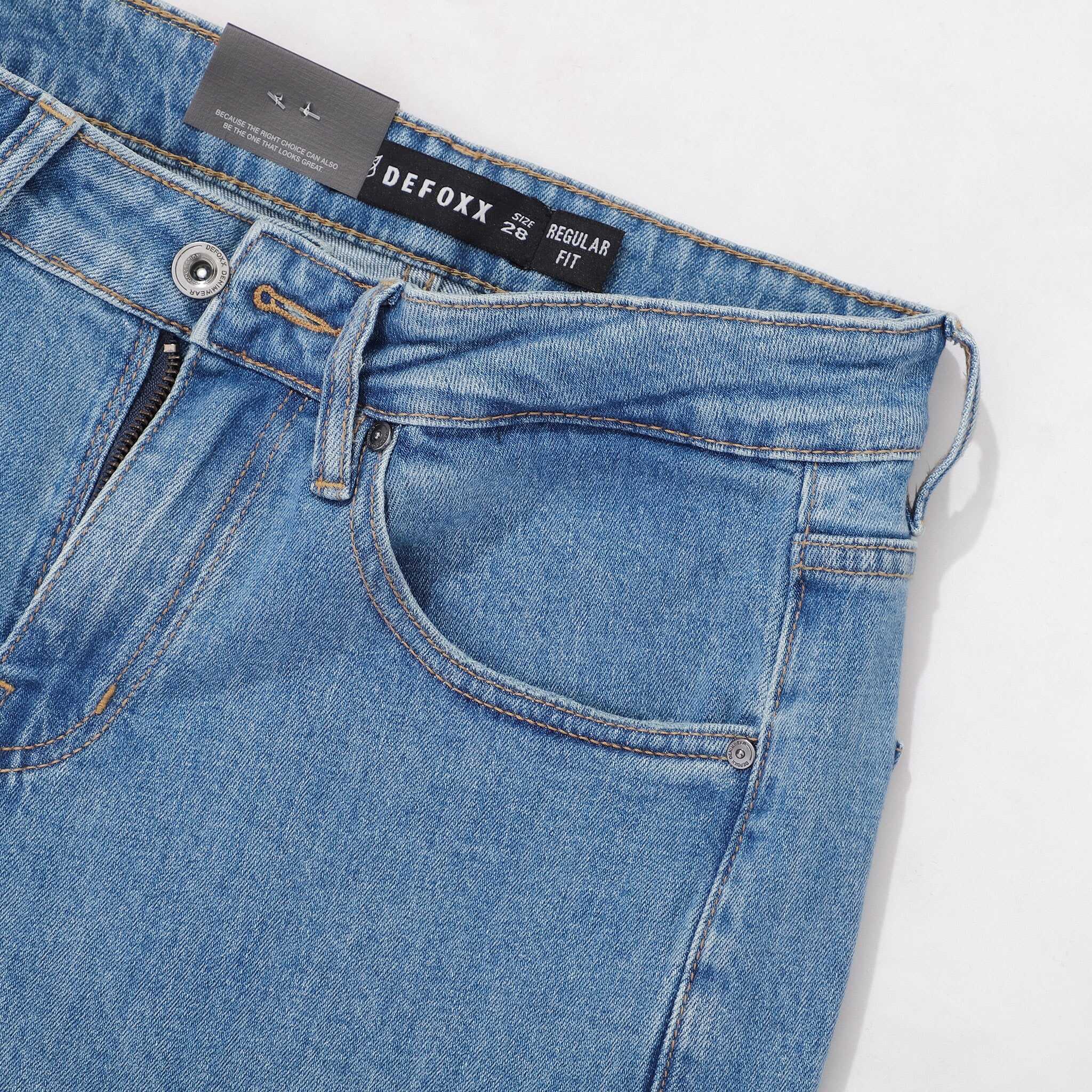 QUẦN JEANS DEFOXX REGULAR-FIT XANH TRƠN