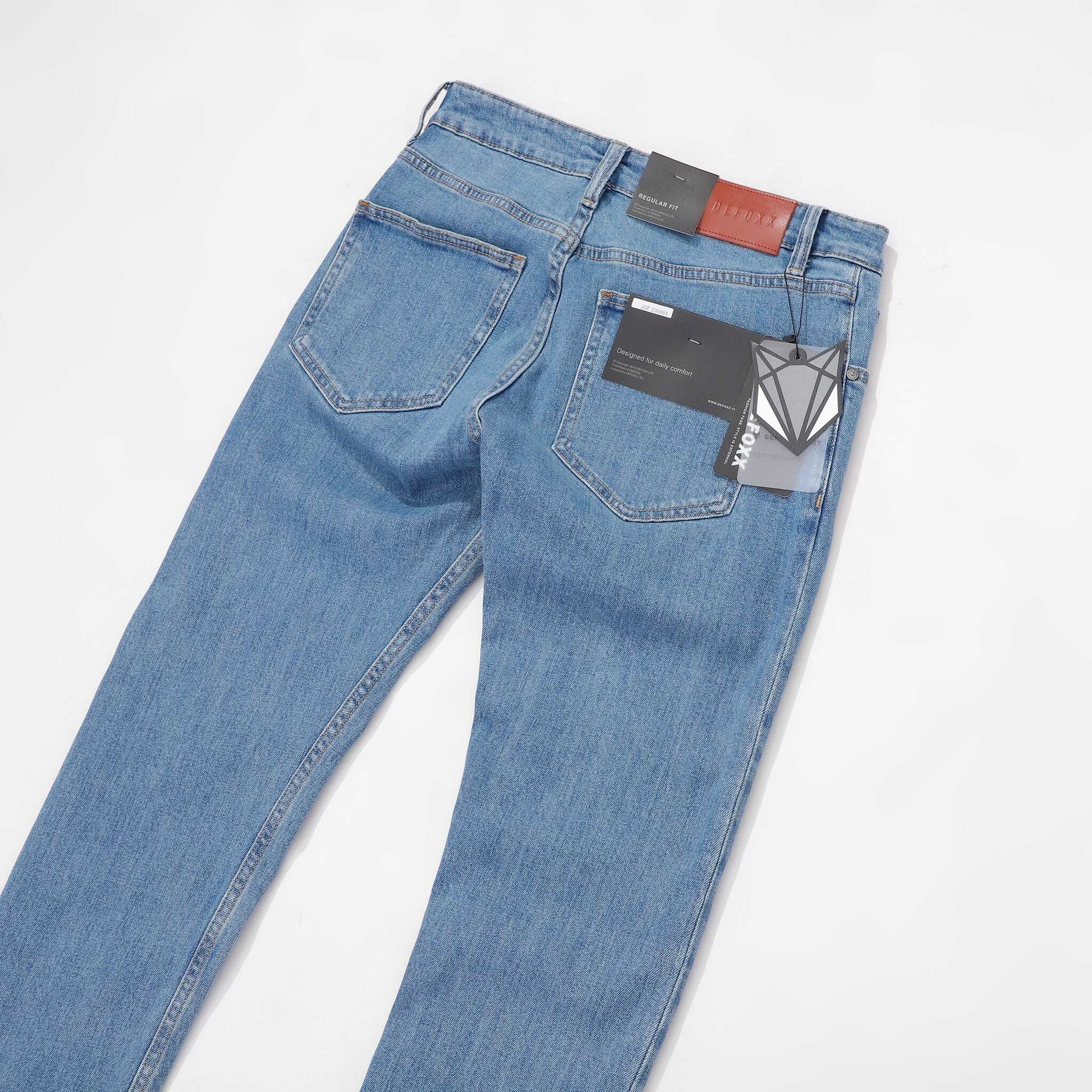 QUẦN JEANS DEFOXX REGULAR-FIT XANH TRƠN