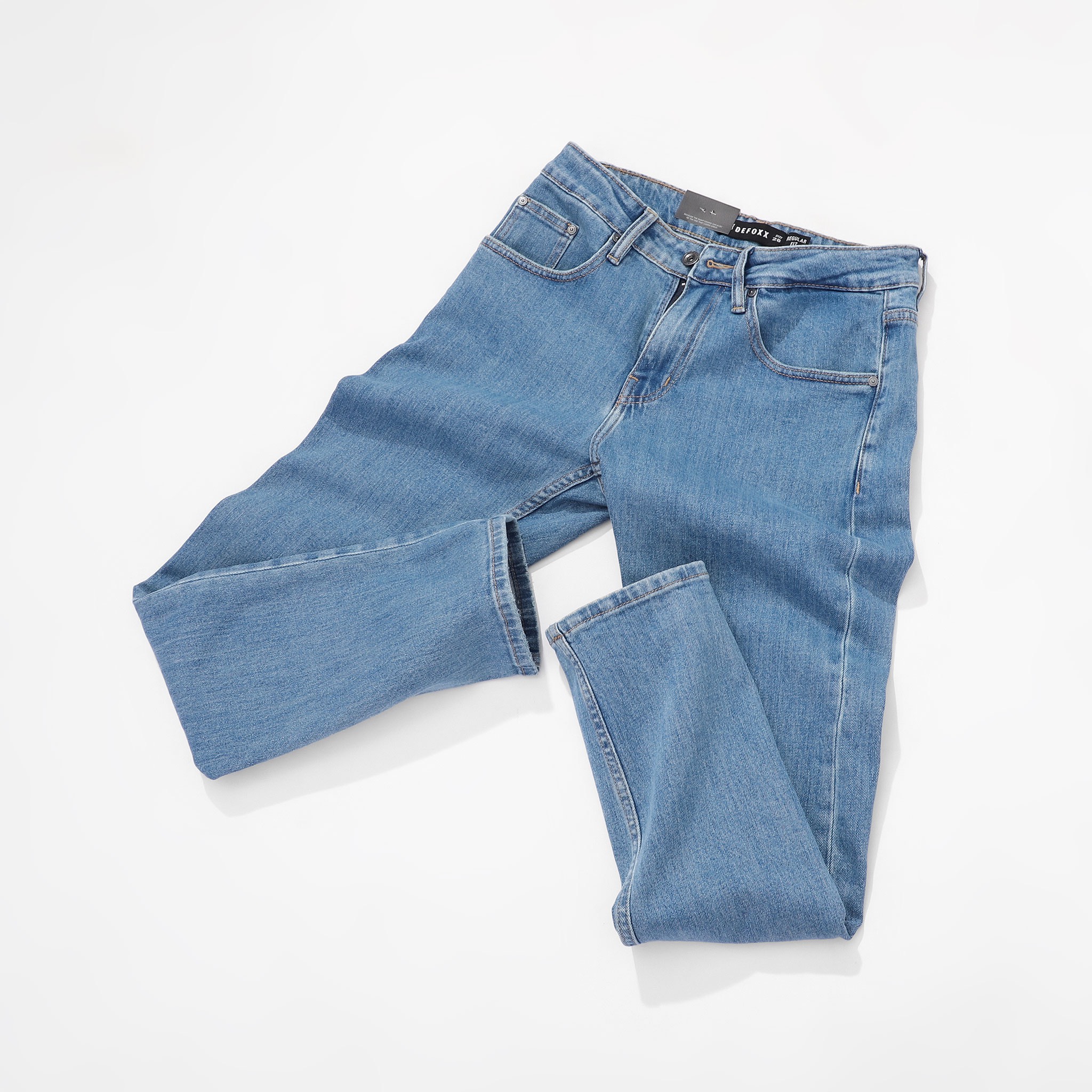 QUẦN JEANS DEFOXX REGULAR-FIT XANH TRƠN