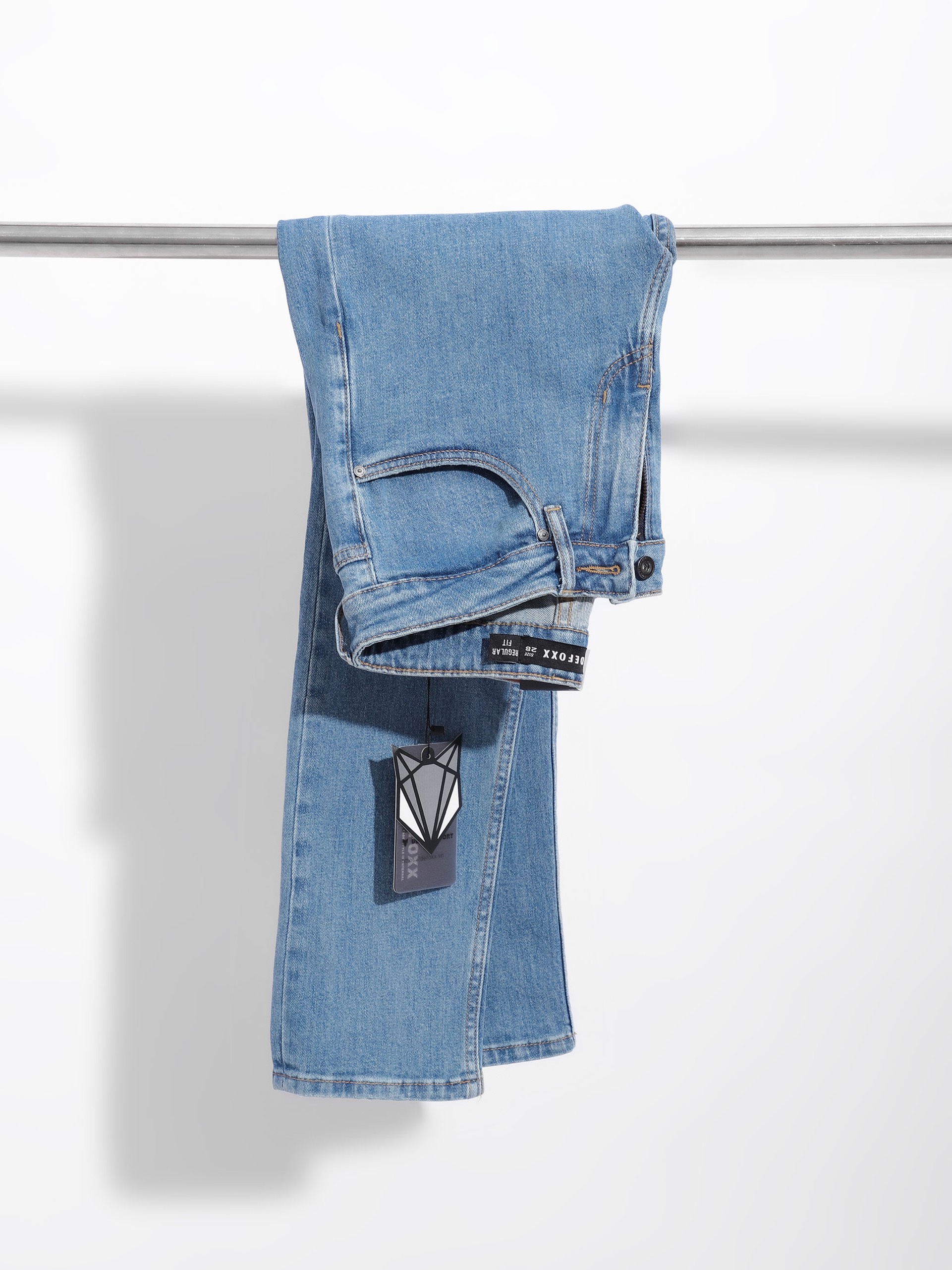 QUẦN JEANS DEFOXX REGULAR-FIT XANH TRƠN