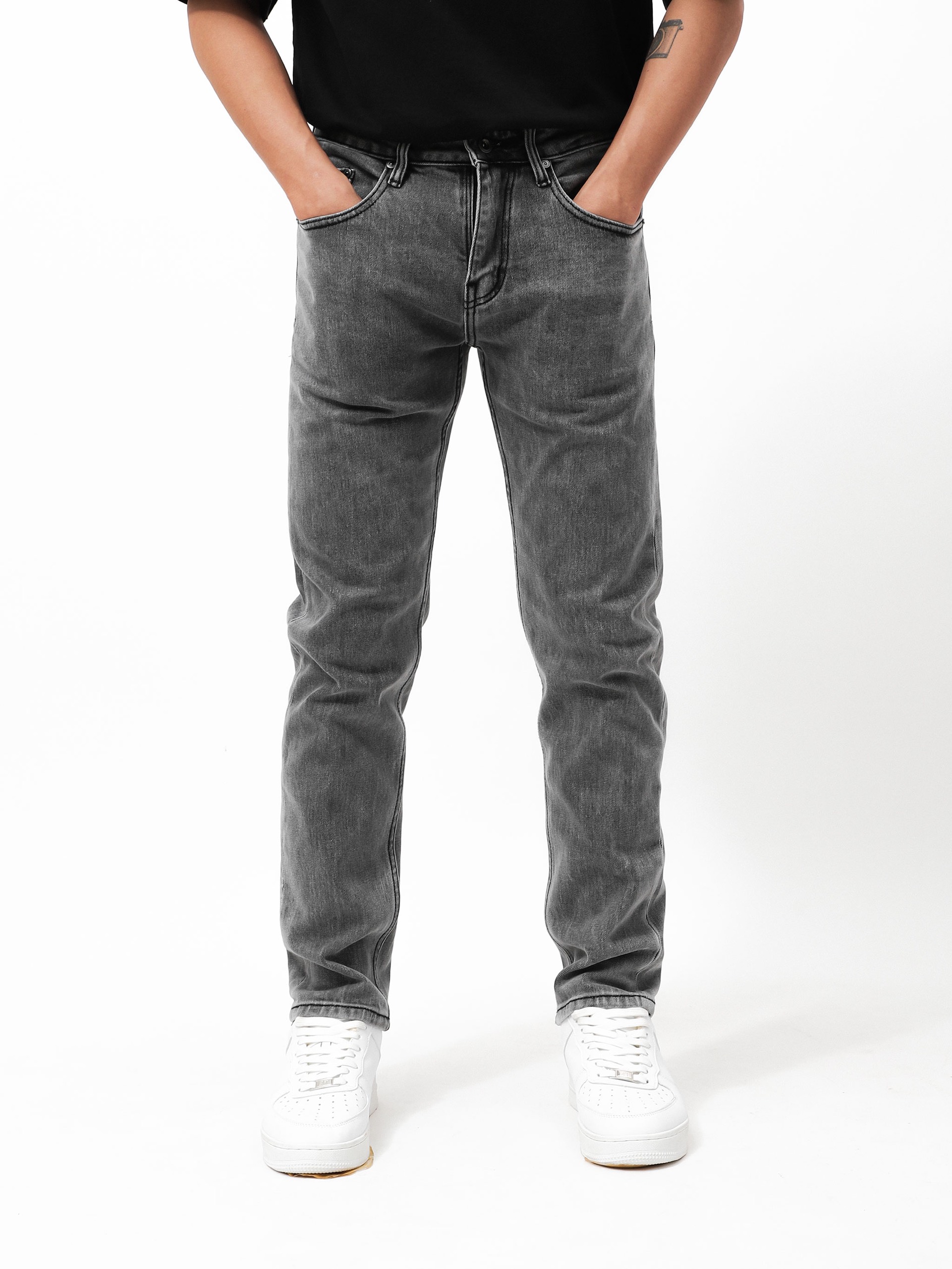 QUẦN JEANS DEFOXX REGULAR-FIT XÁM NHẠT WASH