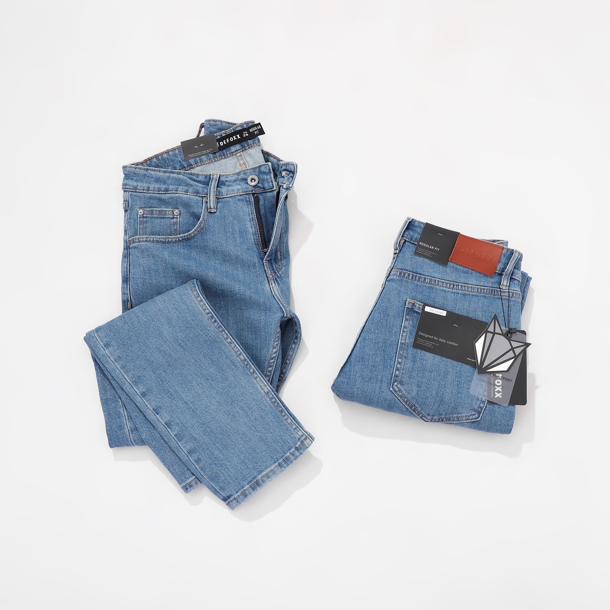 QUẦN JEANS DEFOXX REGULAR-FIT XANH TRƠN