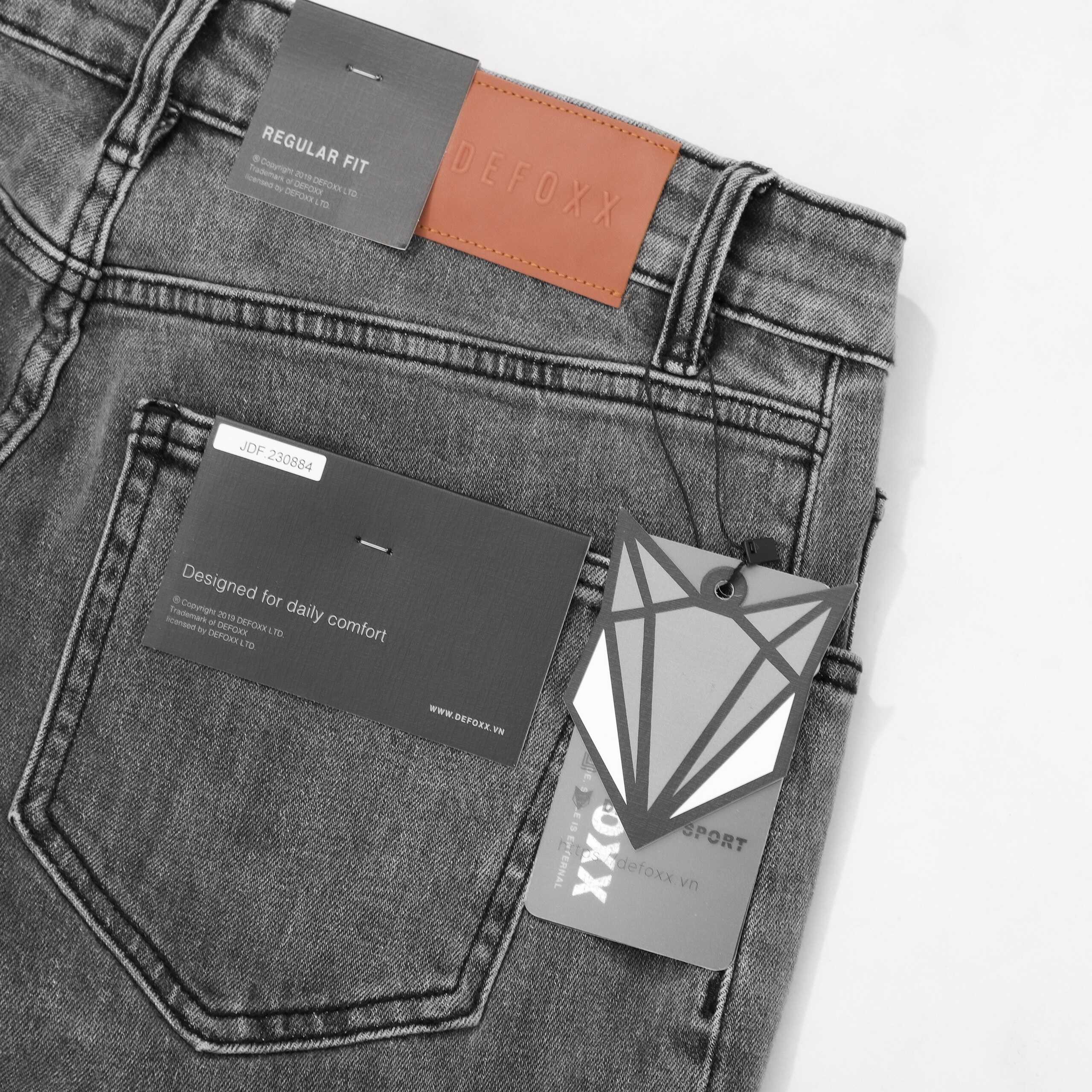 QUẦN JEANS DEFOXX REGULAR-FIT XÁM NHẠT WASH