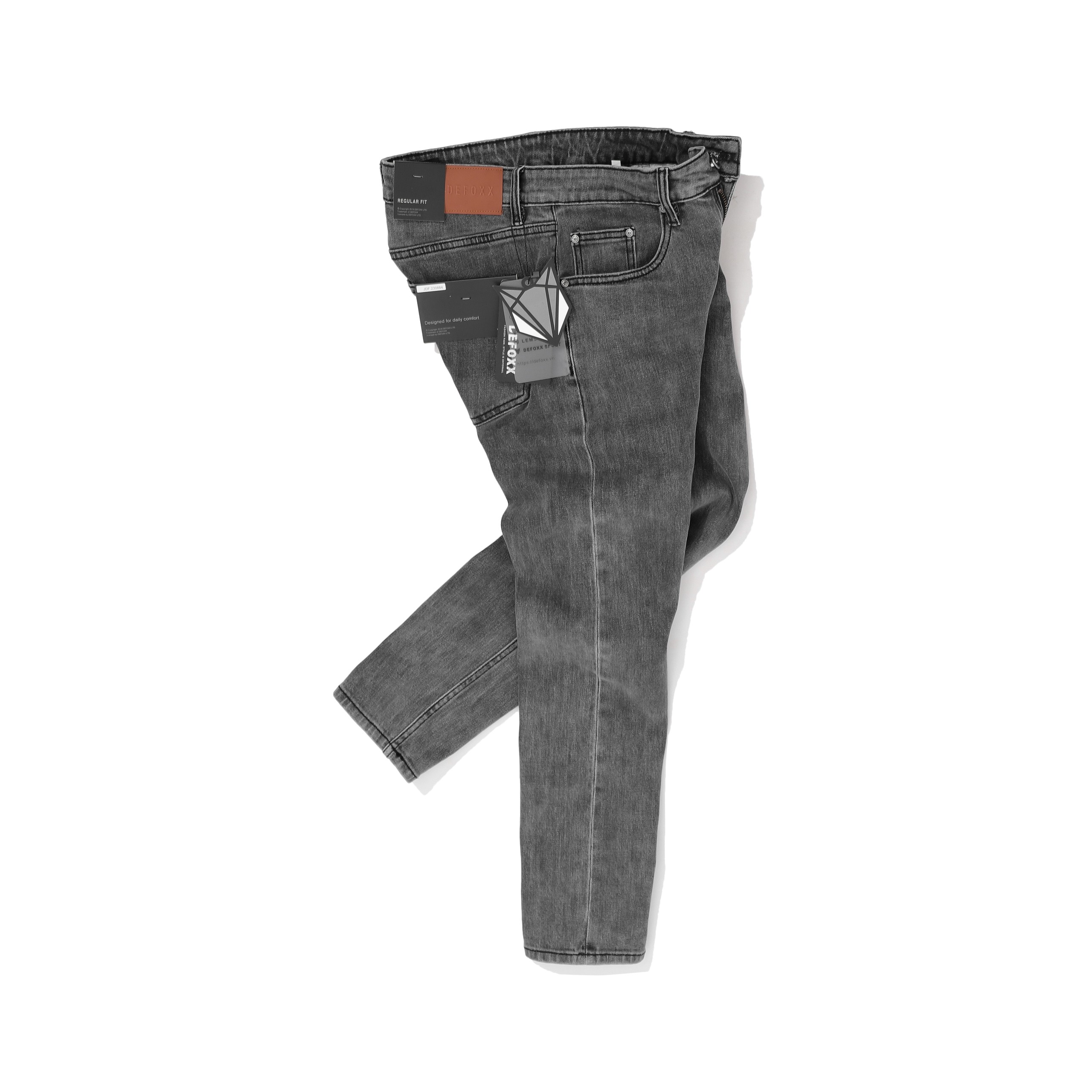 QUẦN JEANS DEFOXX REGULAR-FIT XÁM NHẠT WASH