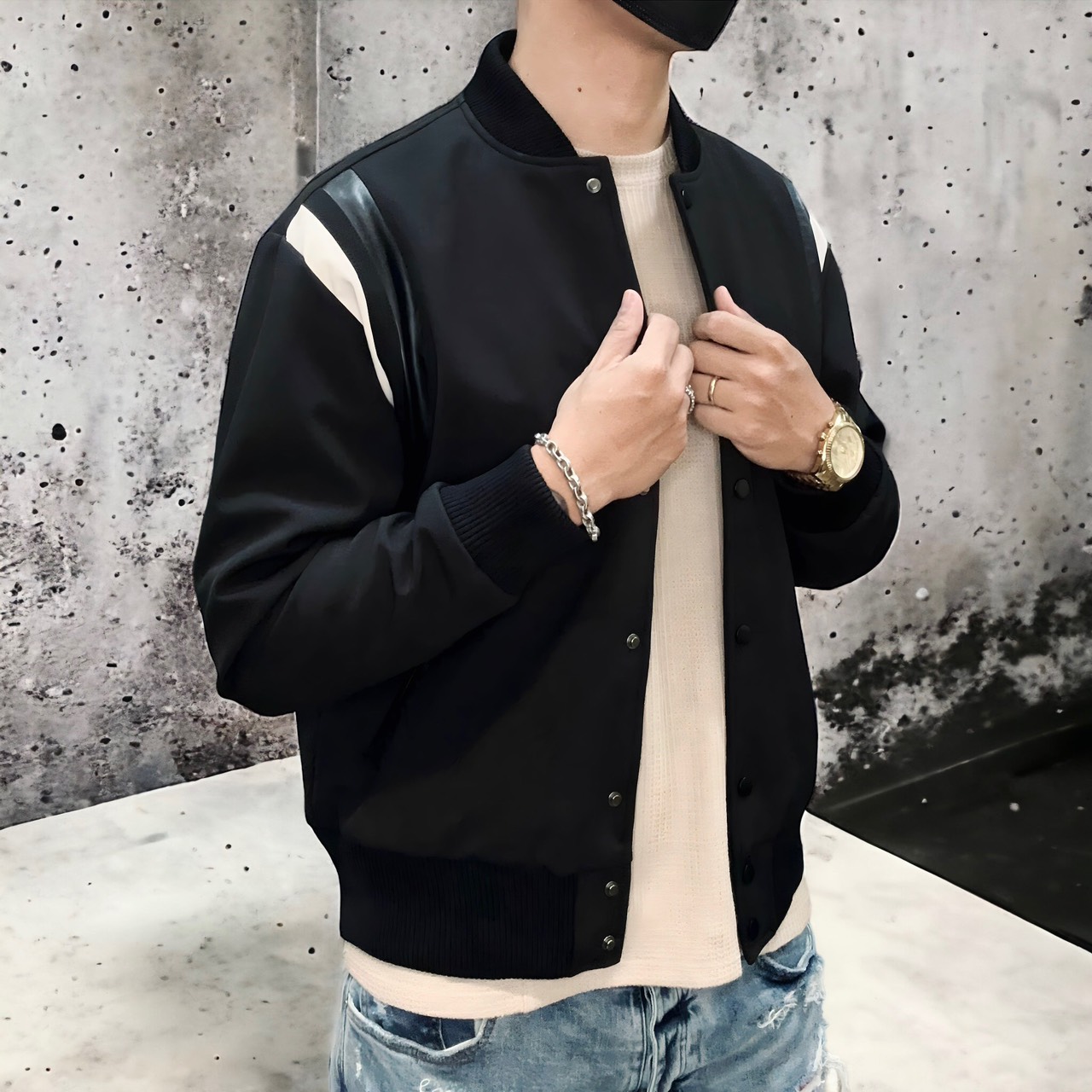 ÁO KHOÁC BOMBER KAF XẺ VAI