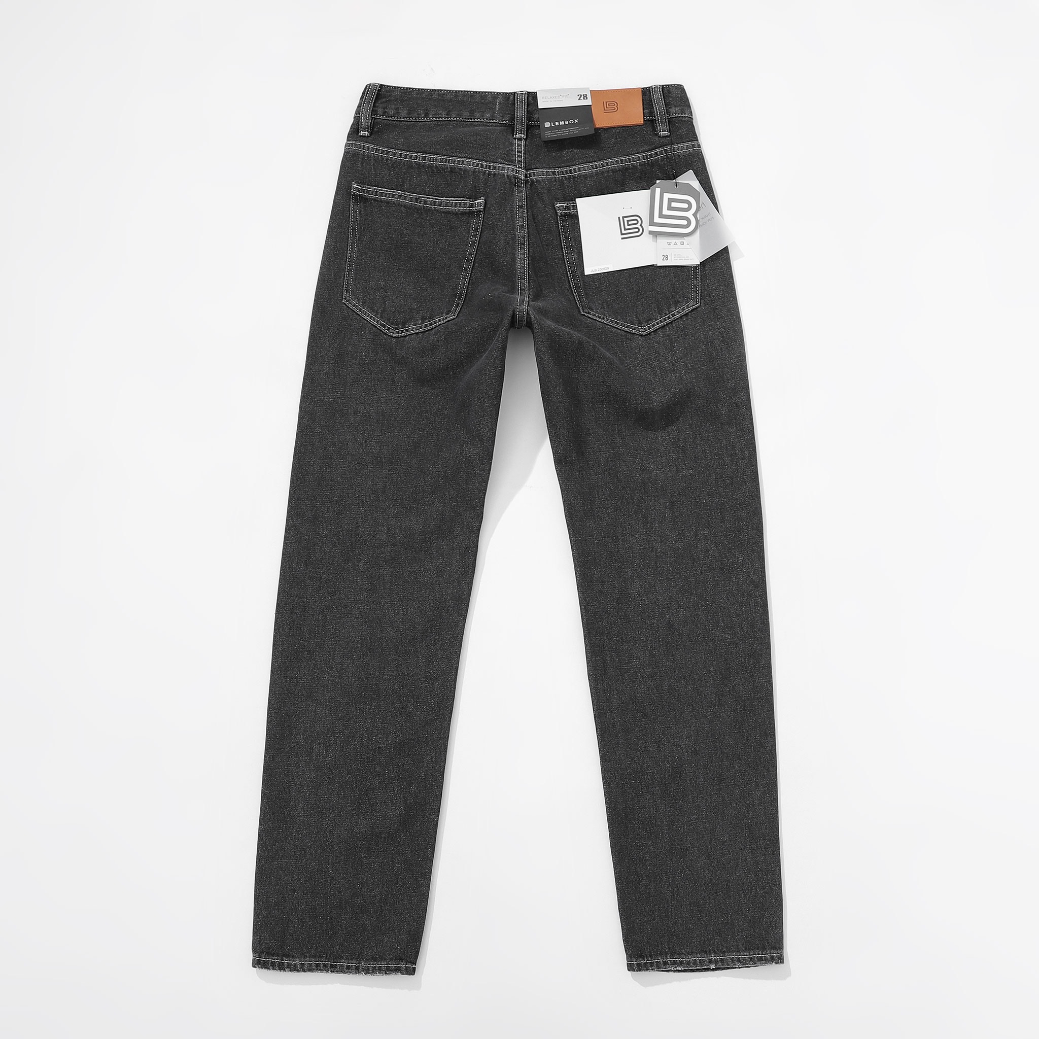 QUẦN JEANS LEMBOX RELAXED-FIT XÁM TIÊU