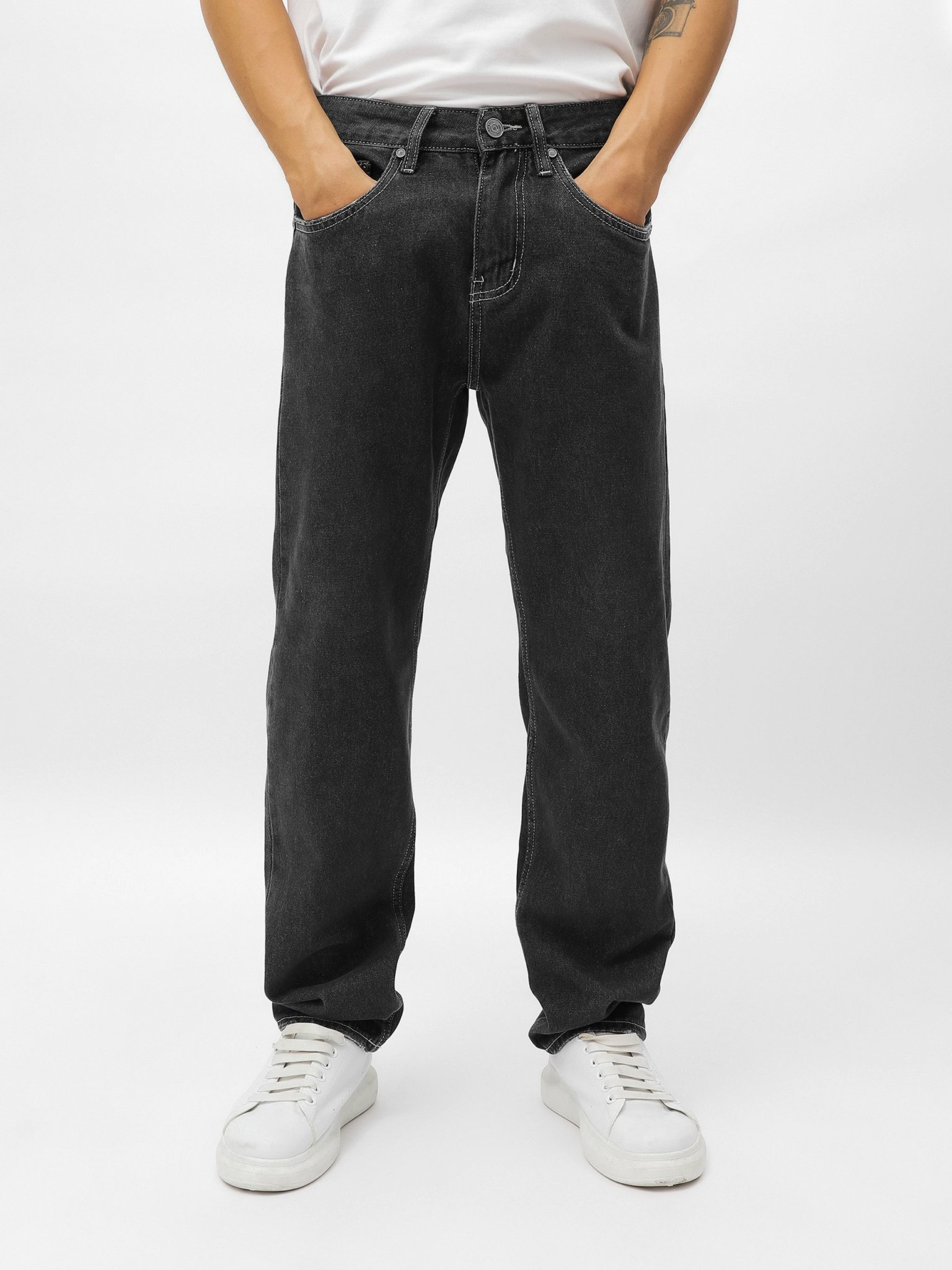 QUẦN JEANS LEMBOX RELAXED-FIT XÁM TIÊU