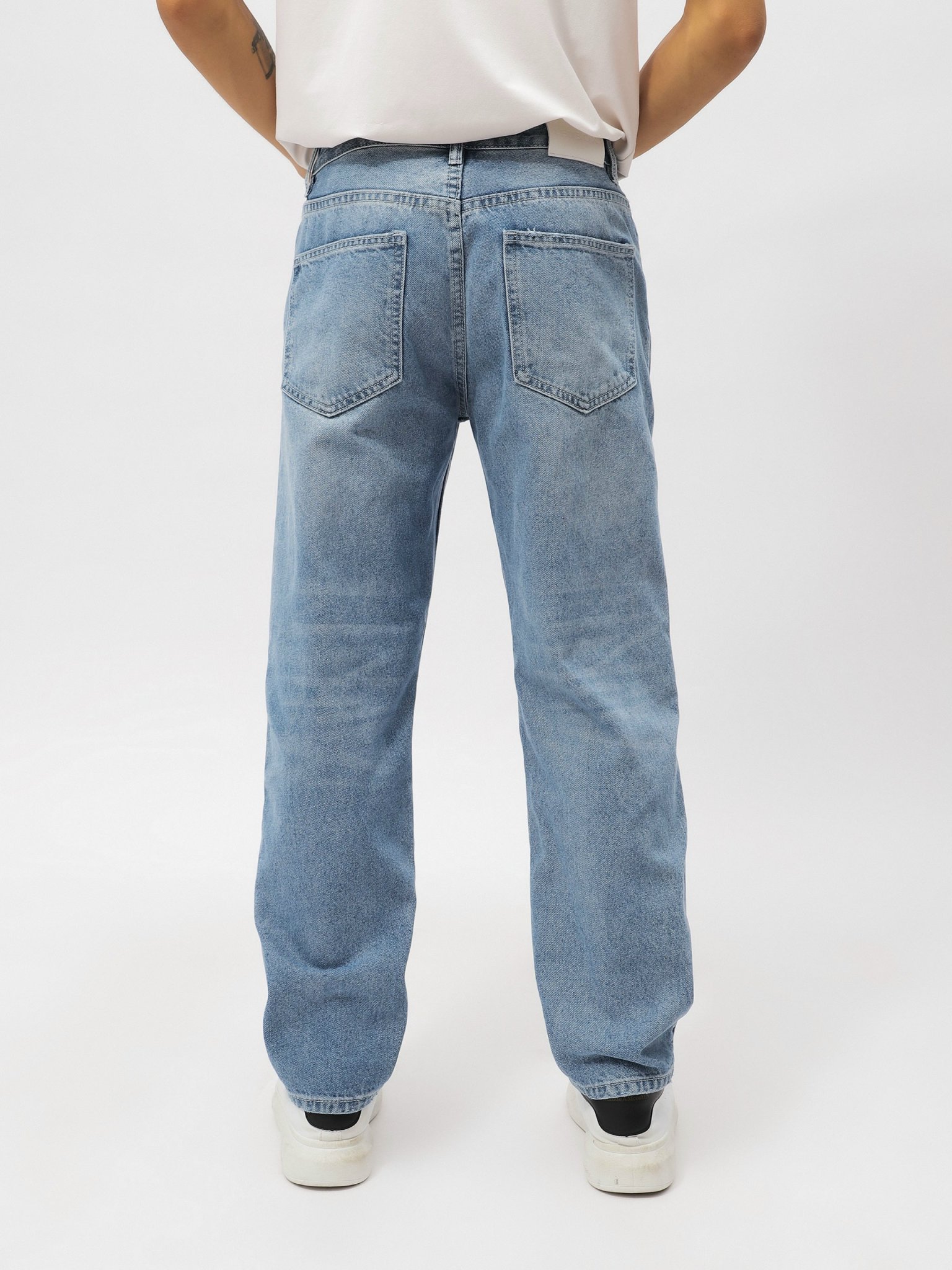 QUẦN JEANS LEMBOX RELAXED-FIT XANH WASH RÁCH