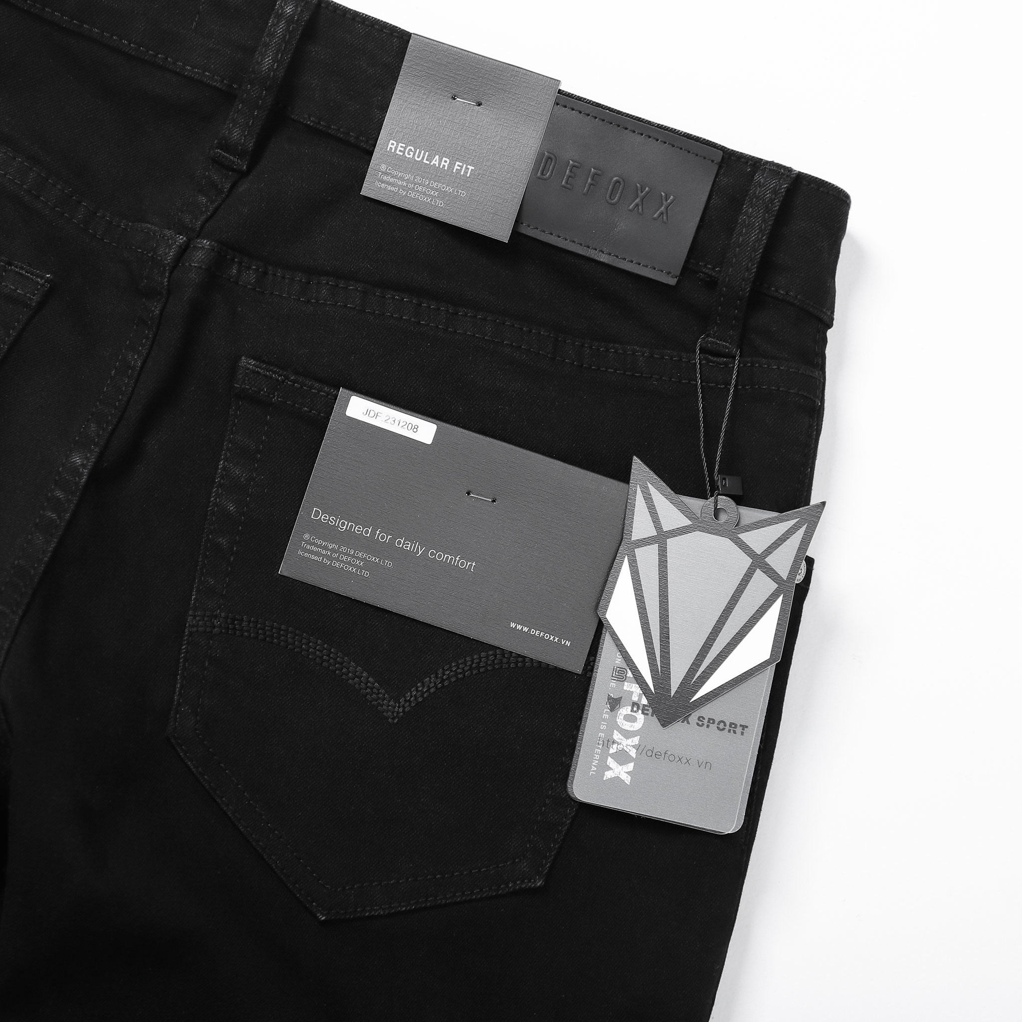 QUẦN JEANS DEFOXX ALL BLACK REGULAR-FIT