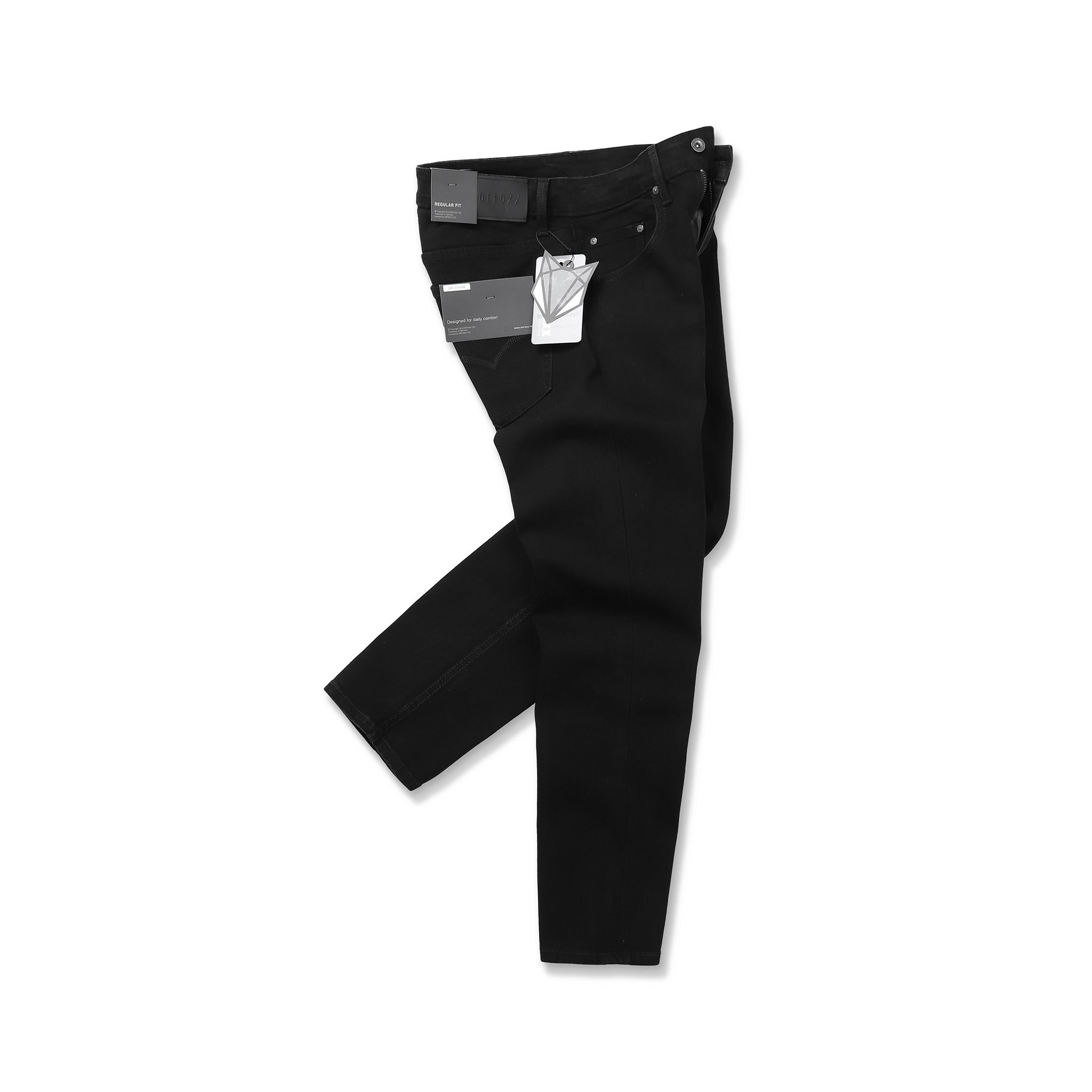 QUẦN JEANS DEFOXX ALL BLACK REGULAR-FIT