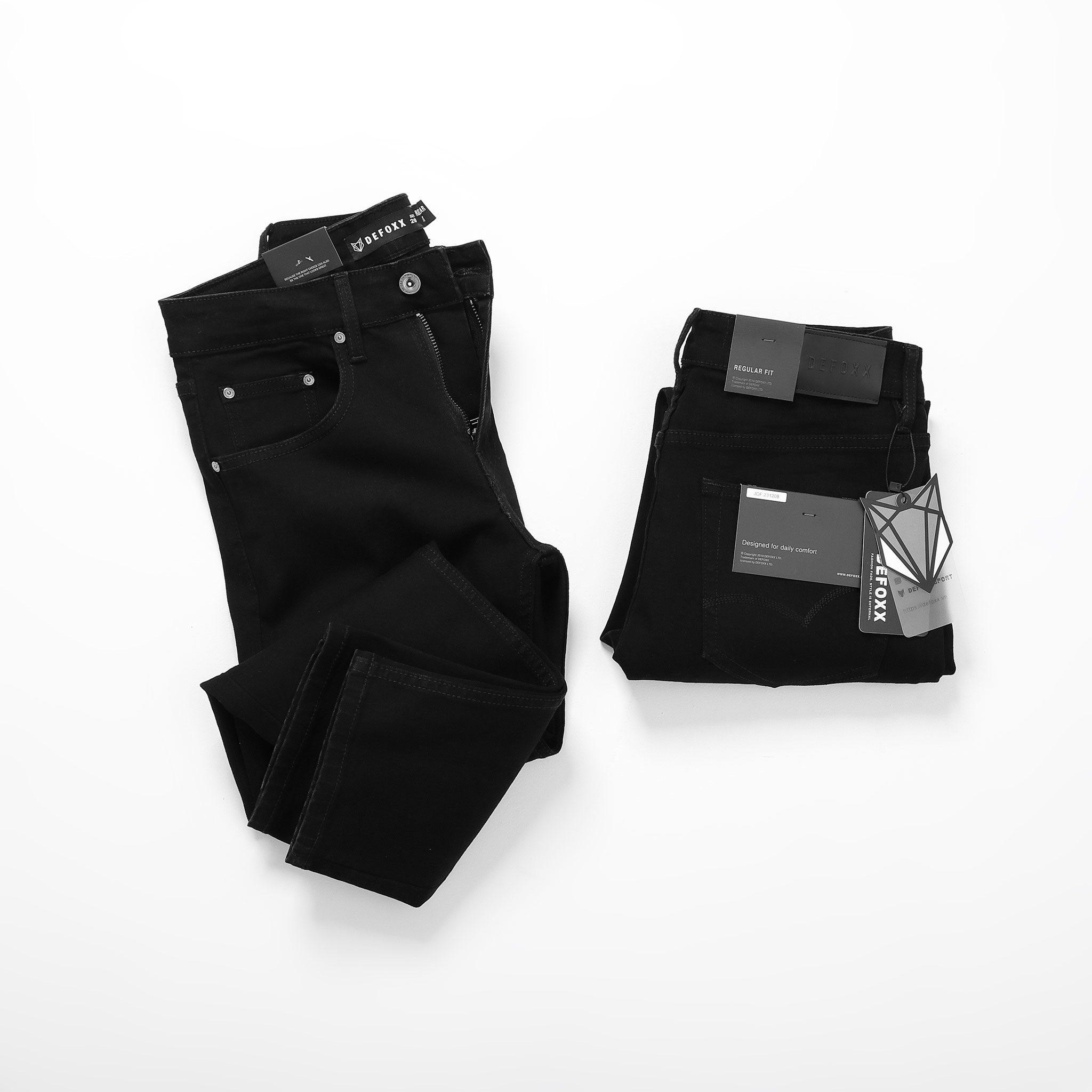 QUẦN JEANS DEFOXX ALL BLACK REGULAR-FIT