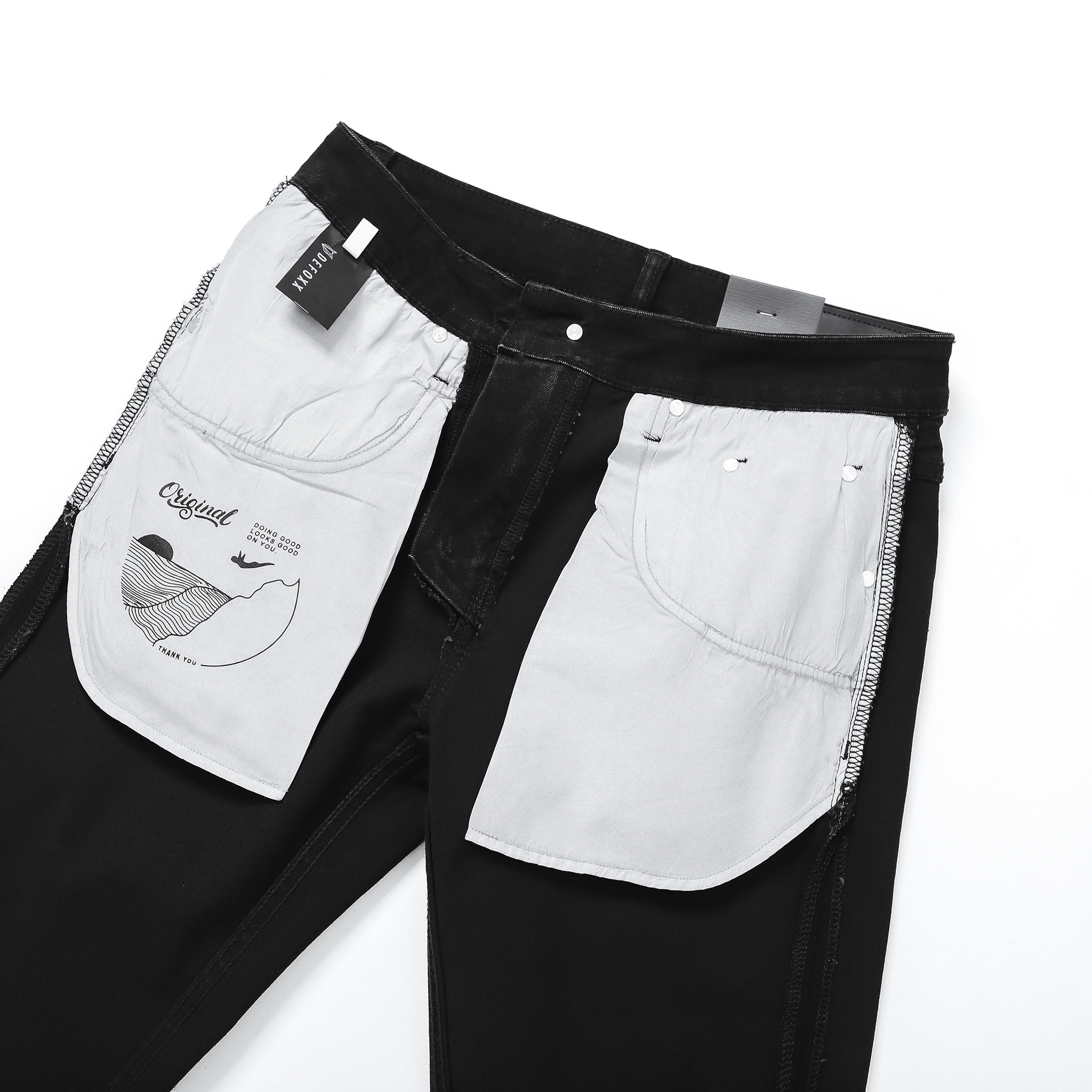 QUẦN JEANS DEFOXX ALL BLACK REGULAR-FIT