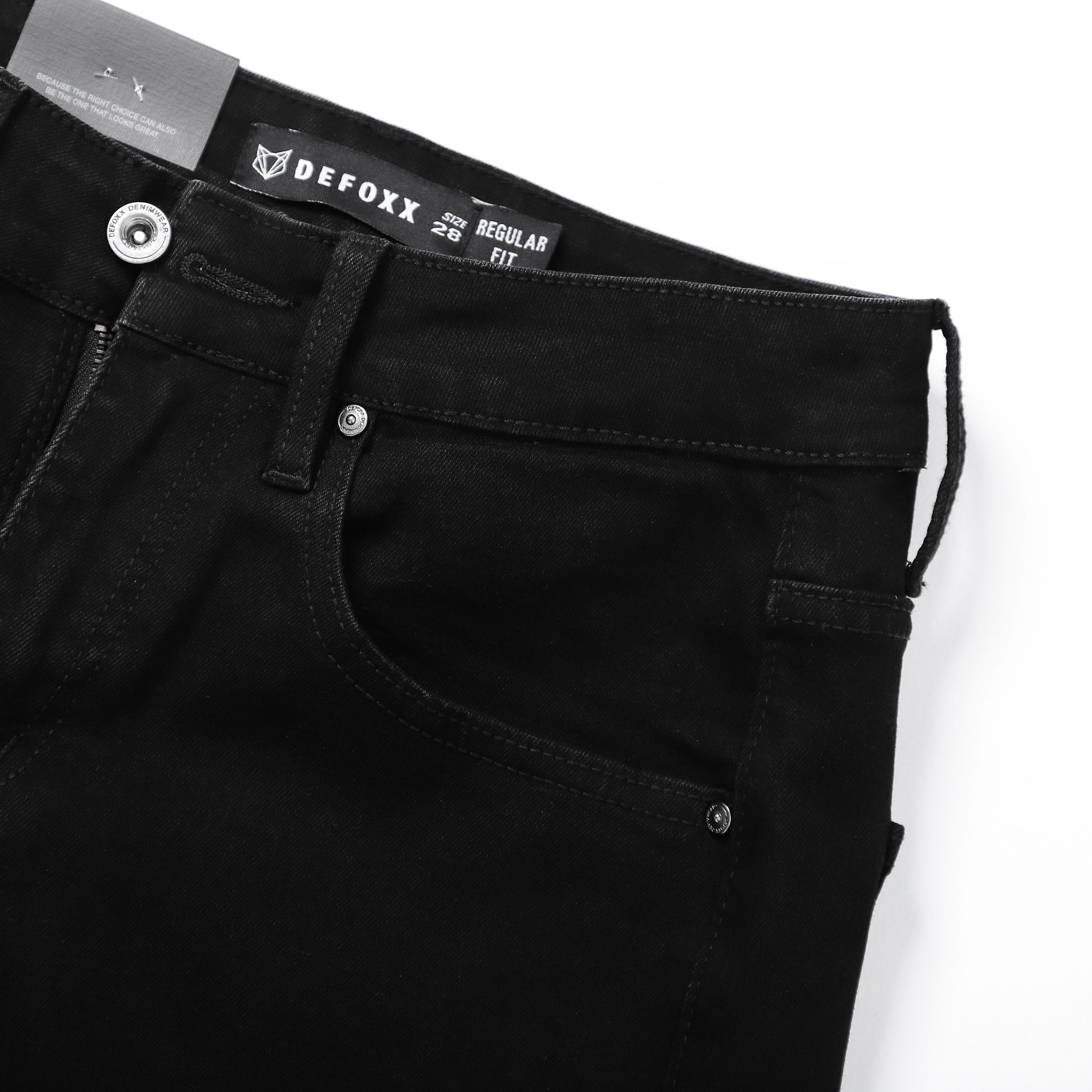QUẦN JEANS DEFOXX ALL BLACK REGULAR-FIT