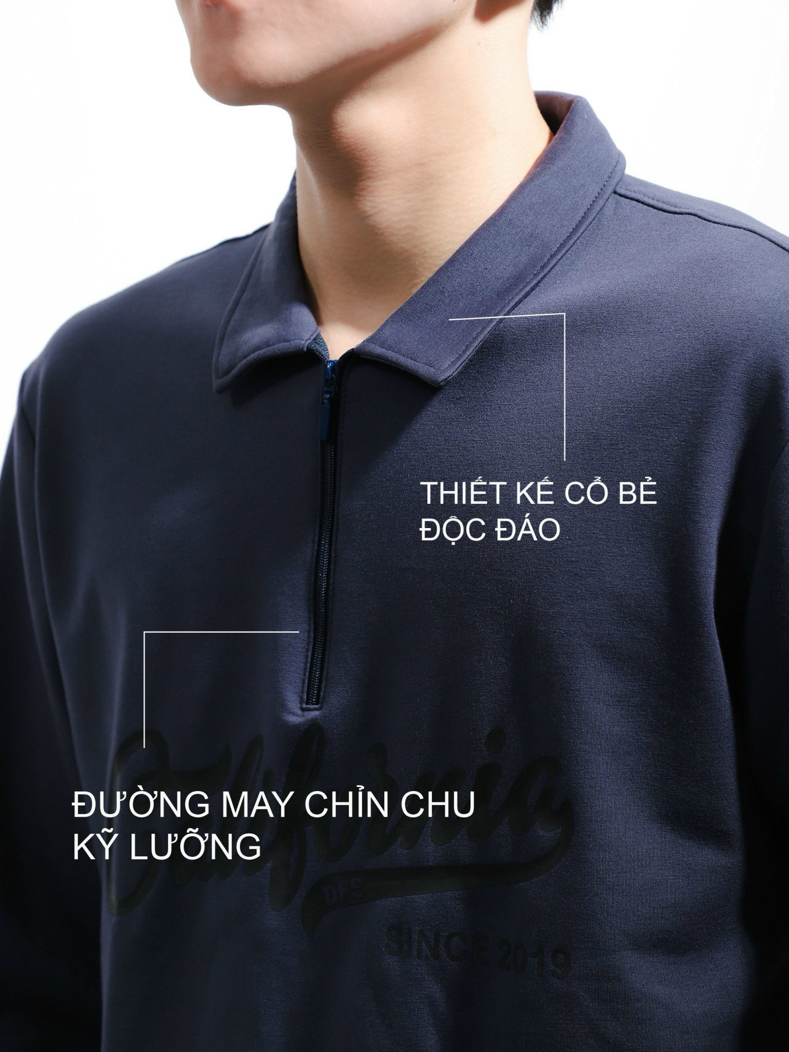 ÁO NỈ CỔ BẺ CALIFORNIA DEFOXX