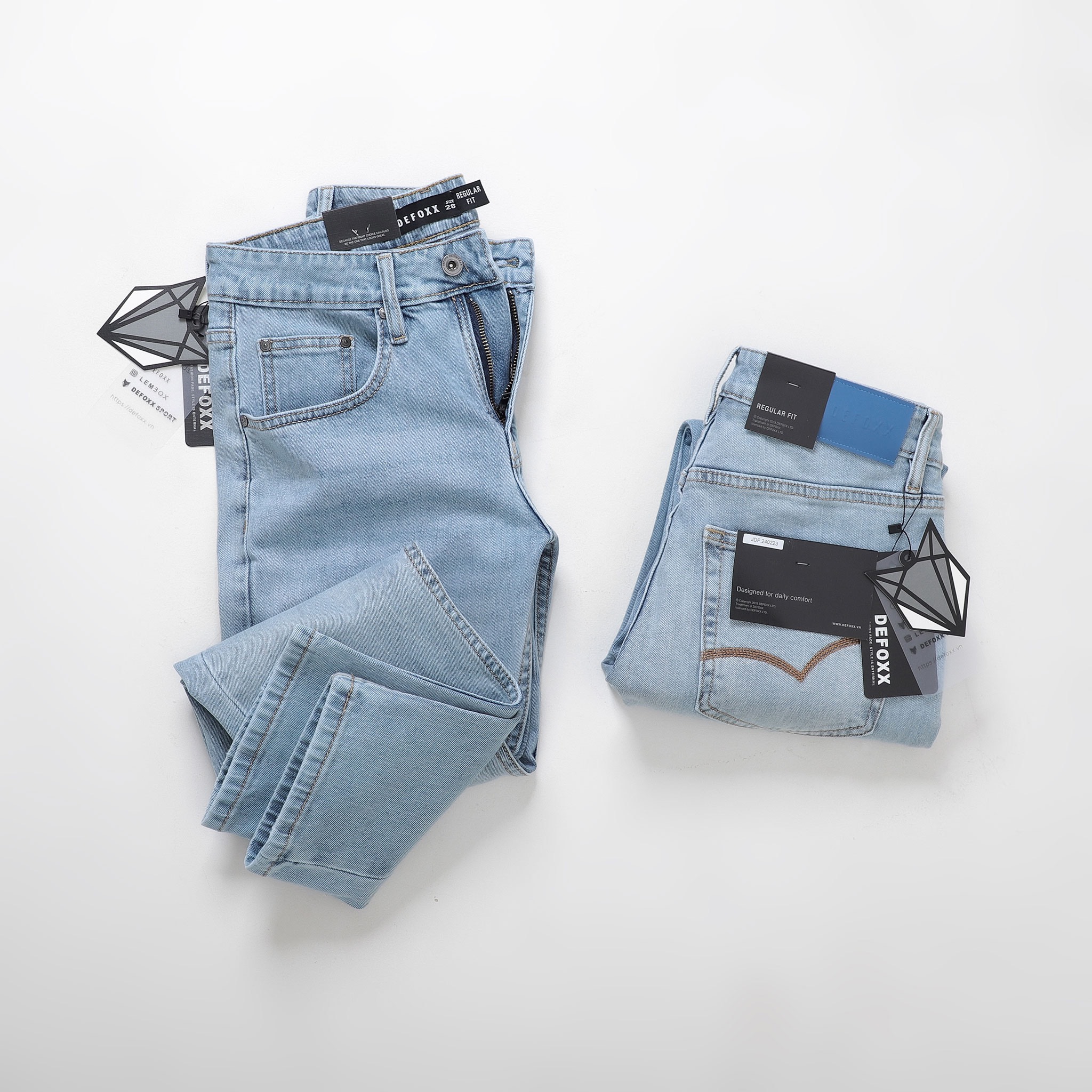 QUẦN JEANS DEFOXX REGULAR-FIT XANH NHẠT