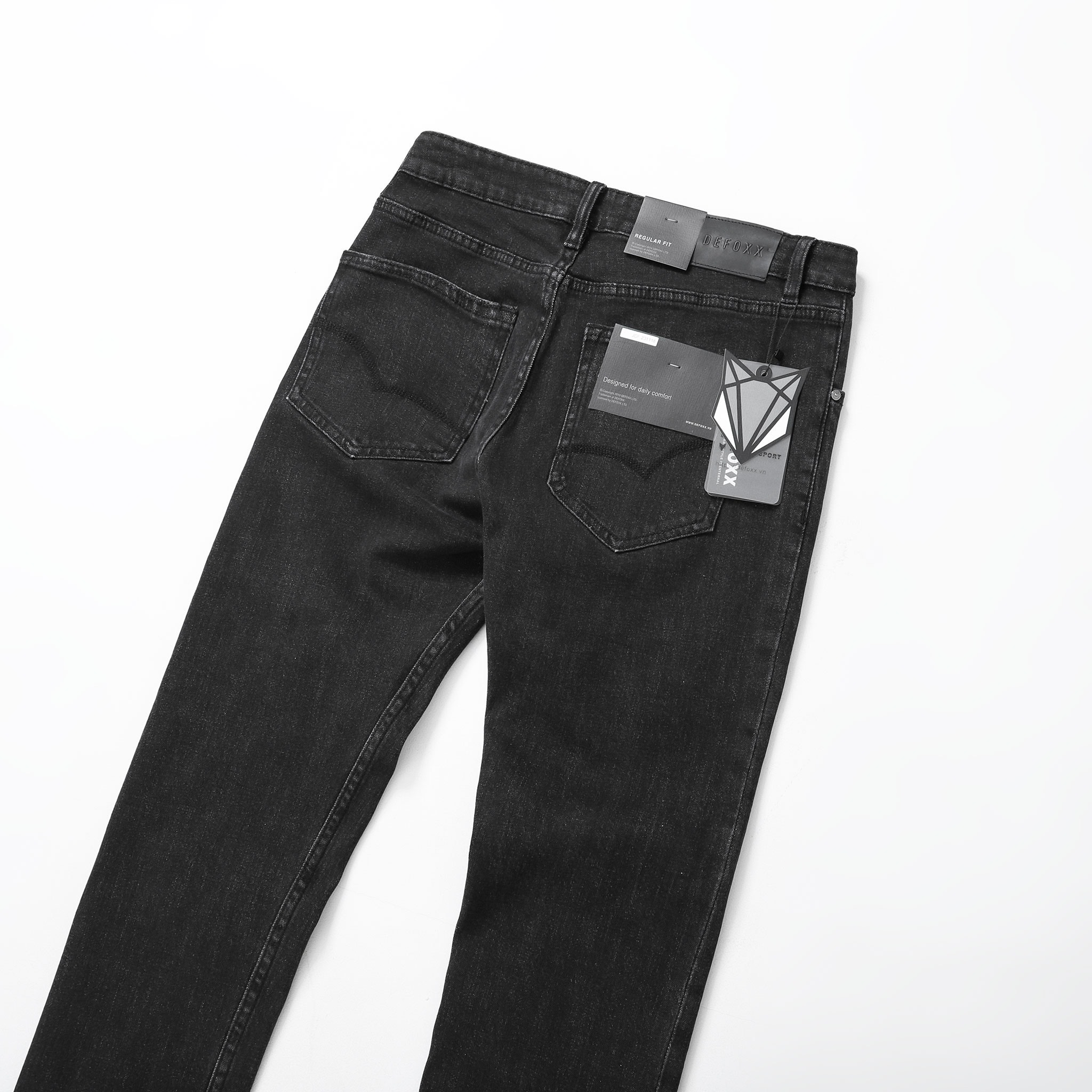 QUẦN JEANS DEFOXX REGULAR-FIT XÁM ĐEN WASH