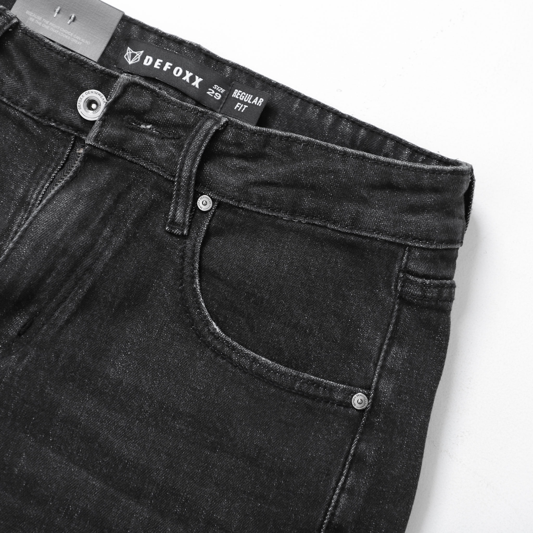 QUẦN JEANS DEFOXX REGULAR-FIT XÁM ĐEN WASH
