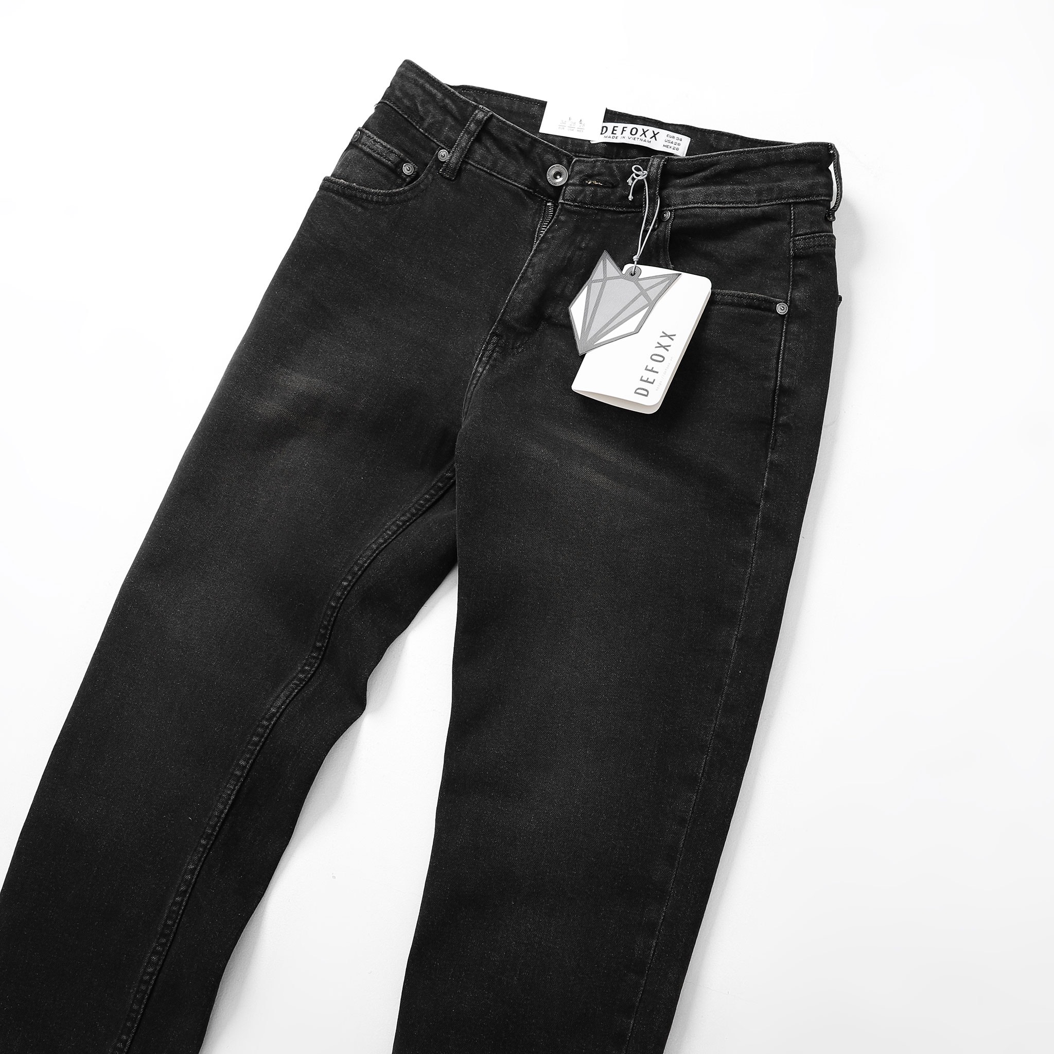 QUẦN JEANS DEFOXX ĐEN WASH BỤI