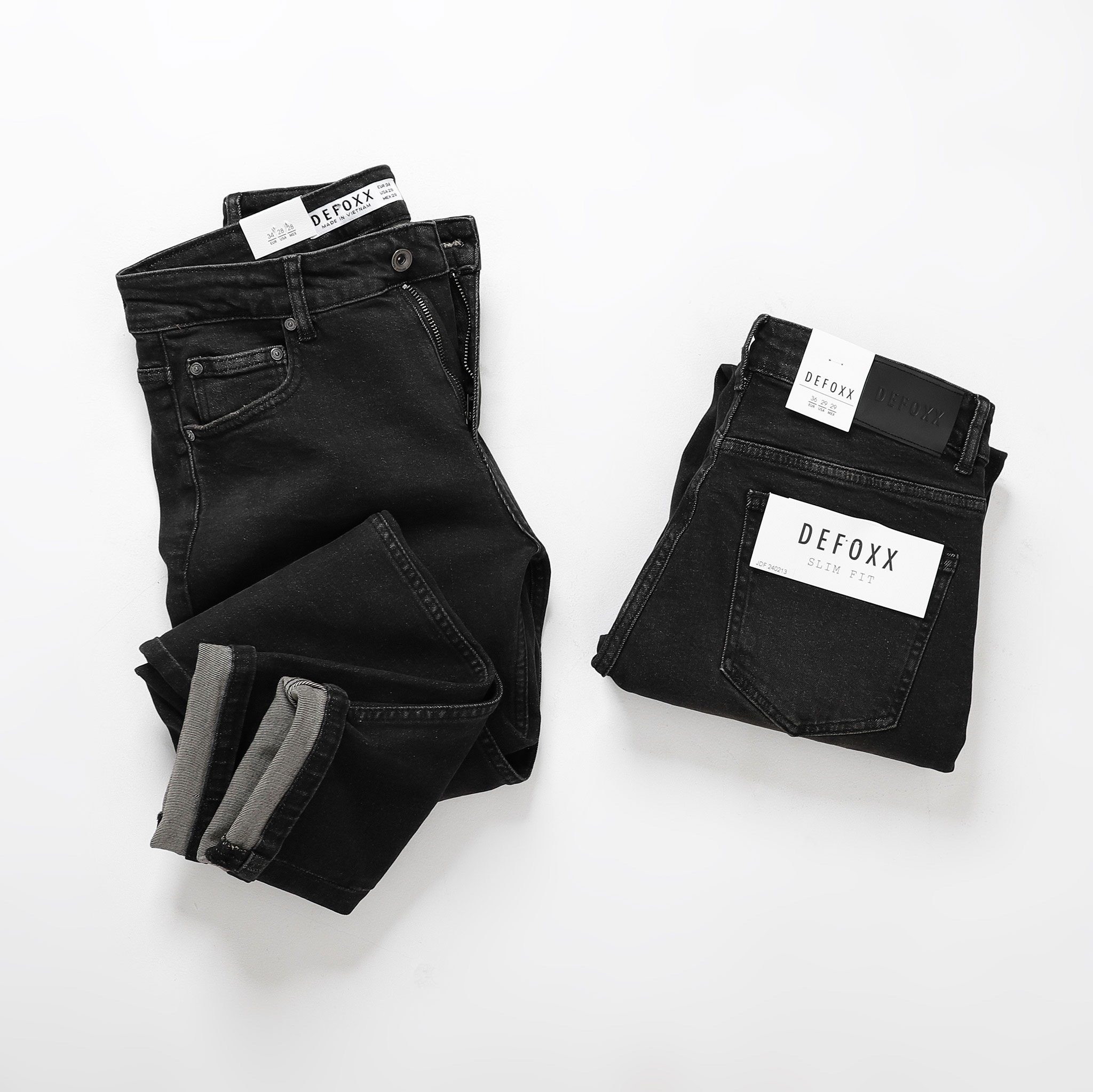 QUẦN JEANS DEFOXX ĐEN WASH BỤI