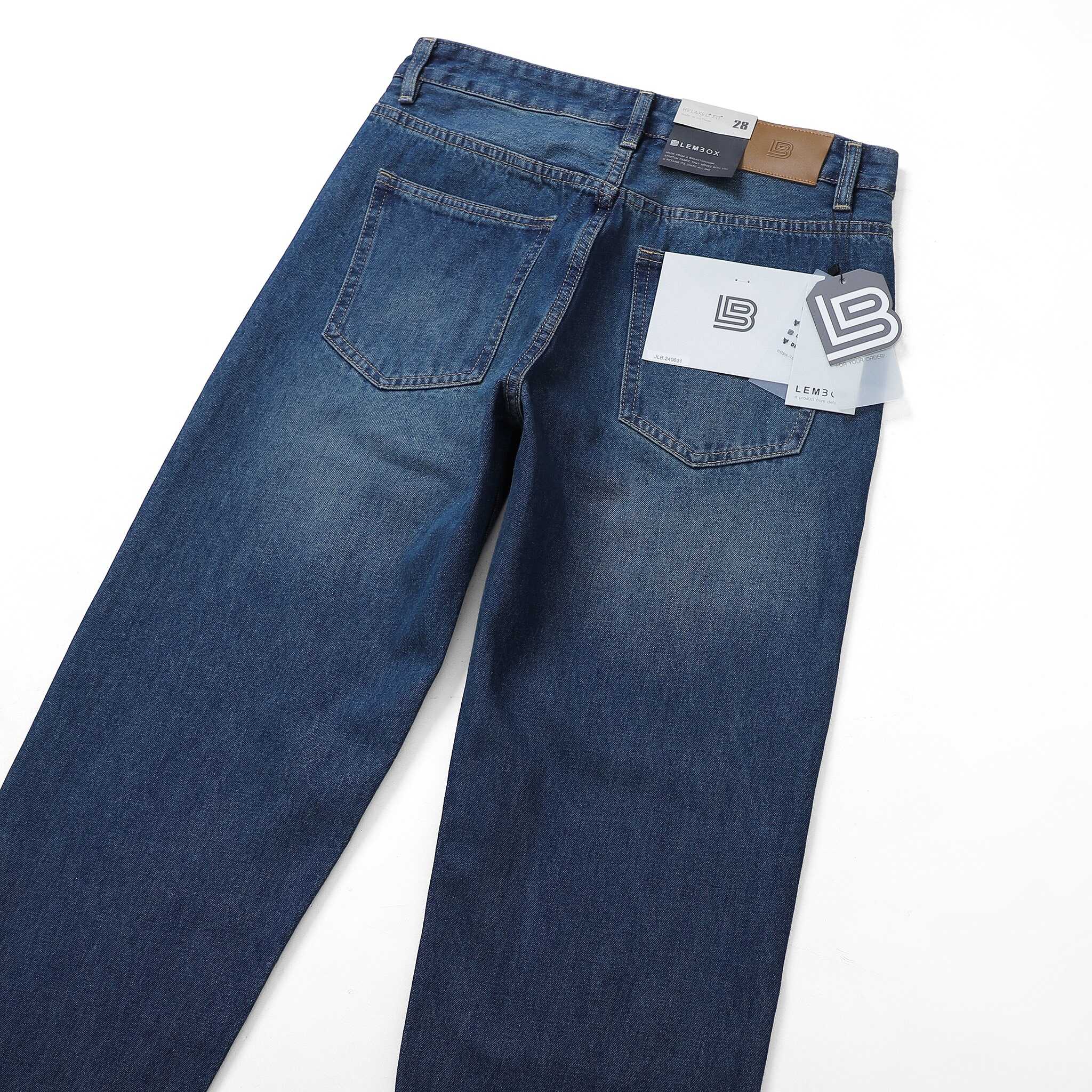 QUẦN JEANS LEMBOX RELAXED-FIT XANH ĐÁ WASH