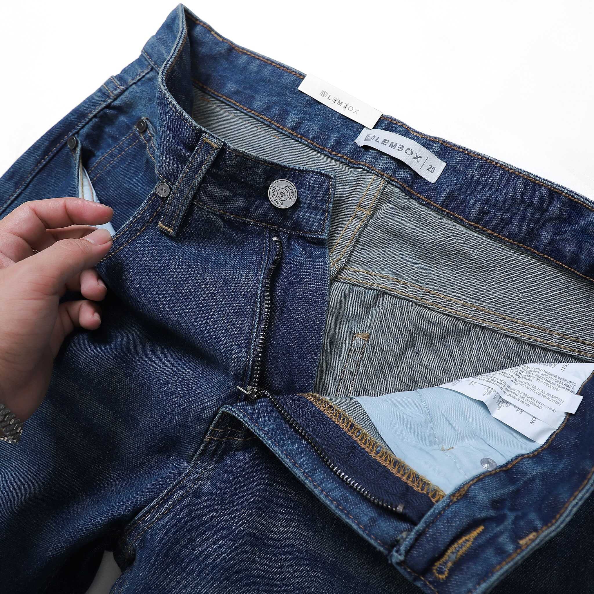 QUẦN JEANS LEMBOX RELAXED-FIT XANH ĐÁ WASH