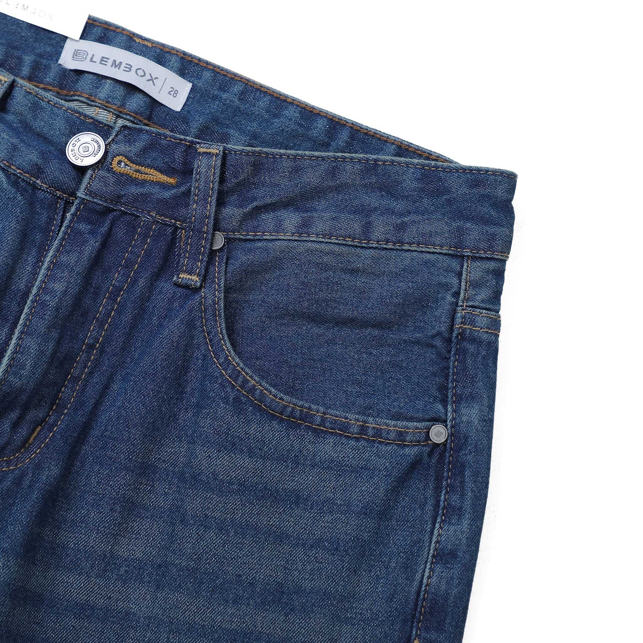 QUẦN JEANS LEMBOX RELAXED-FIT XANH ĐÁ WASH