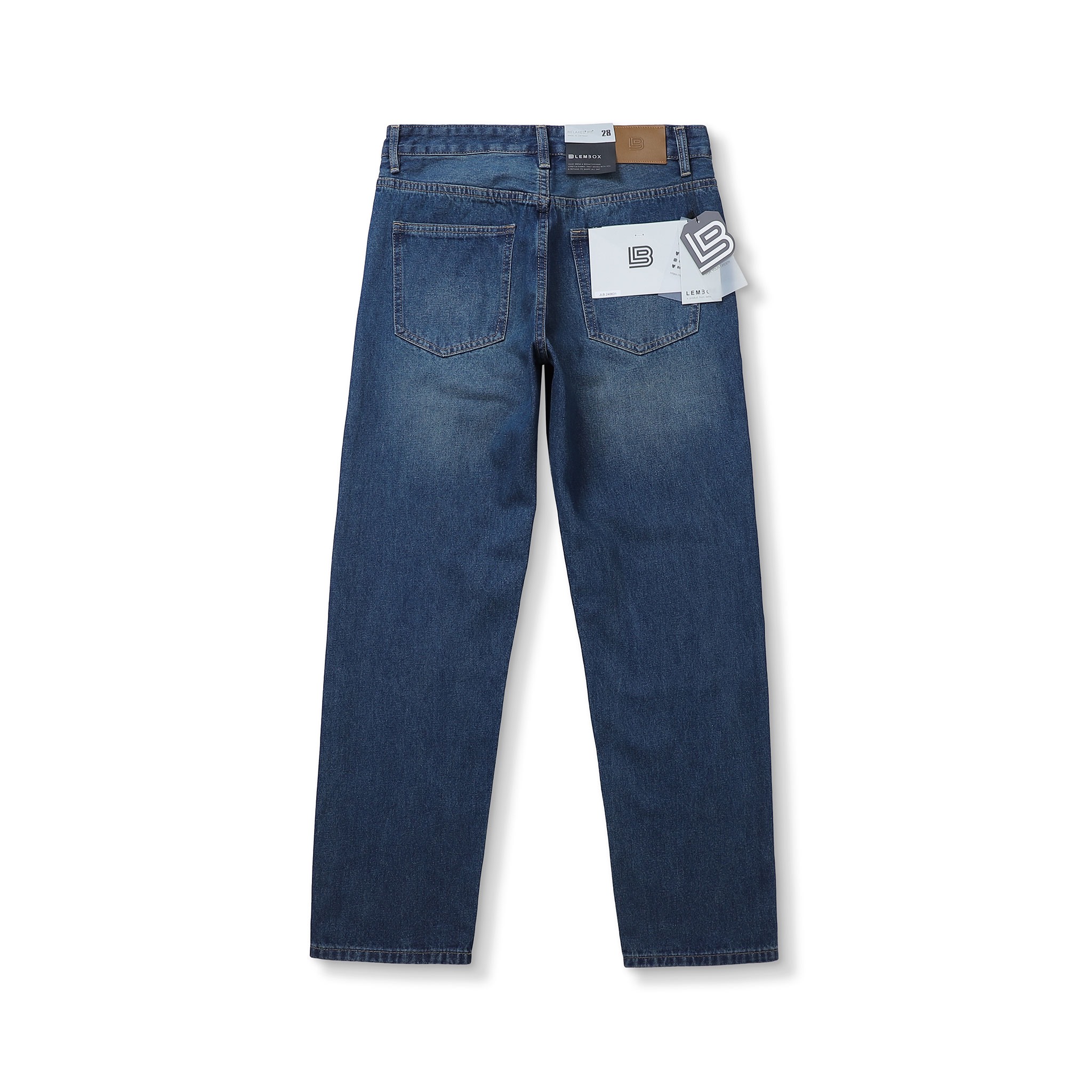 QUẦN JEANS LEMBOX RELAXED-FIT XANH ĐÁ WASH