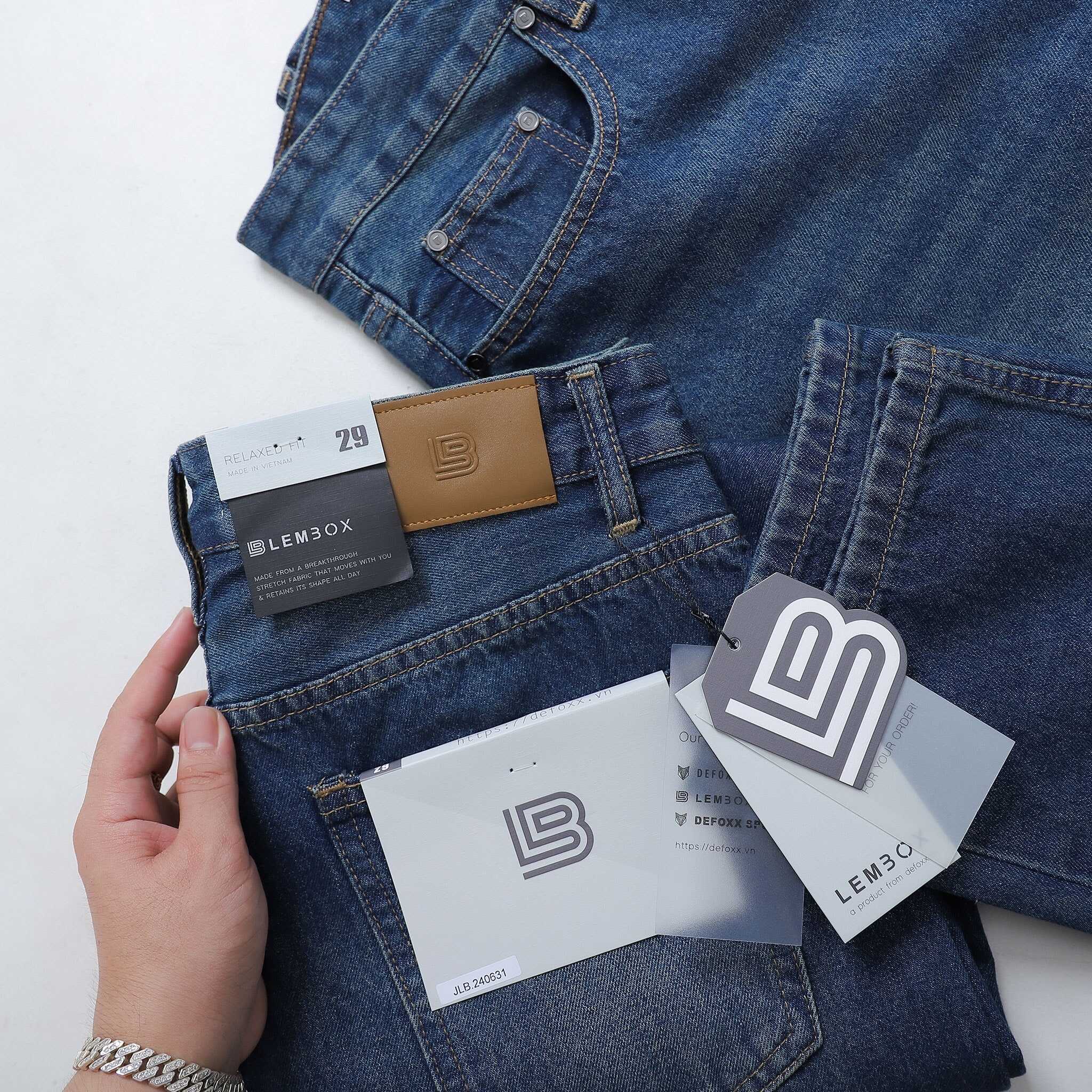 QUẦN JEANS LEMBOX RELAXED-FIT XANH ĐÁ WASH