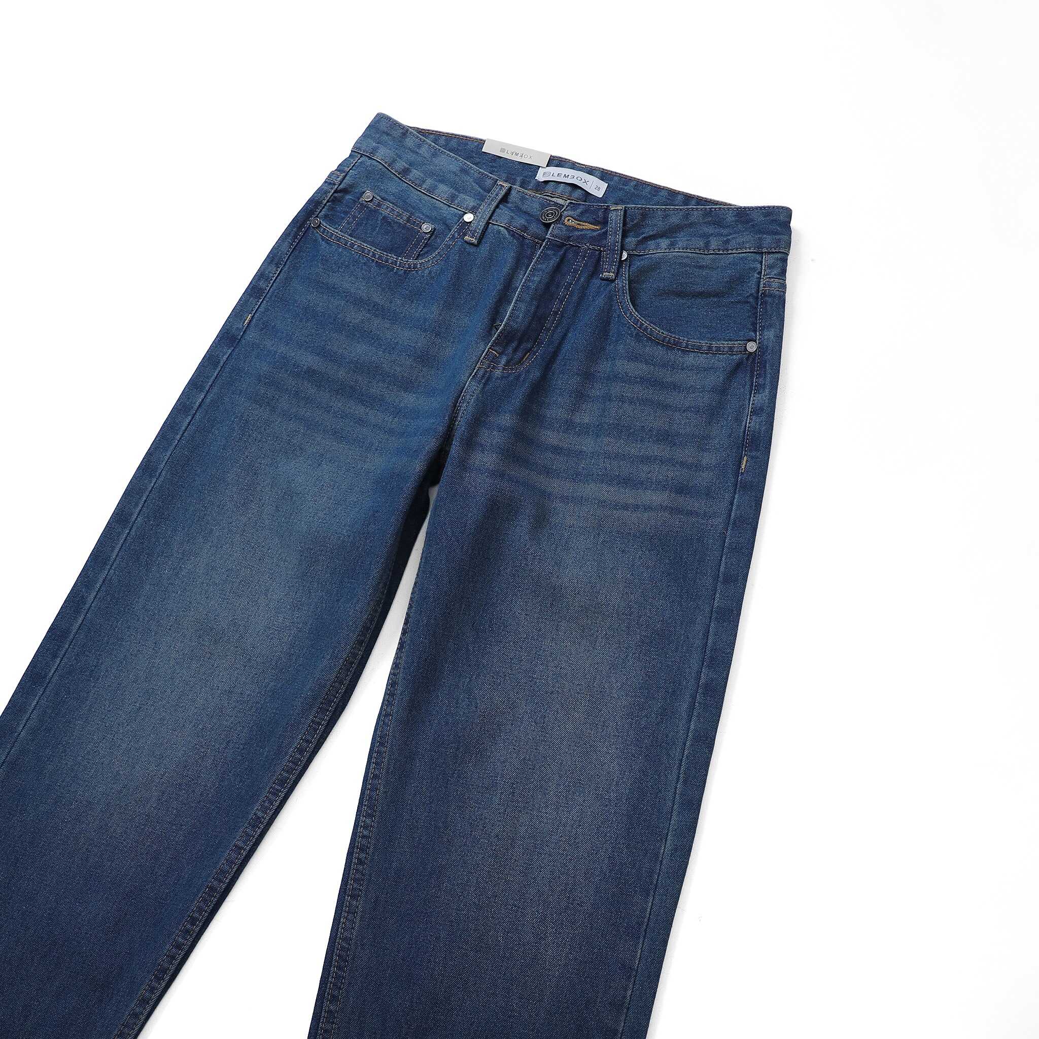 QUẦN JEANS LEMBOX RELAXED-FIT XANH ĐÁ WASH
