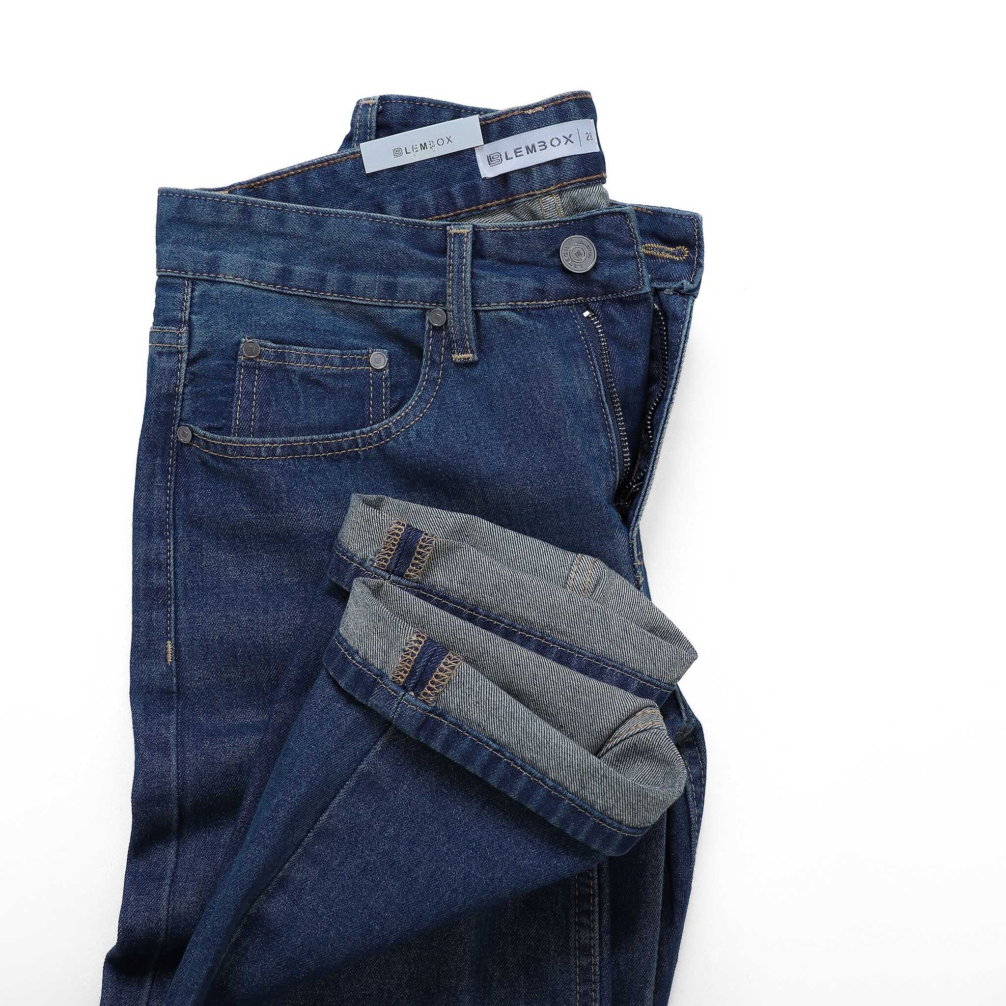 QUẦN JEANS LEMBOX RELAXED-FIT XANH ĐÁ WASH