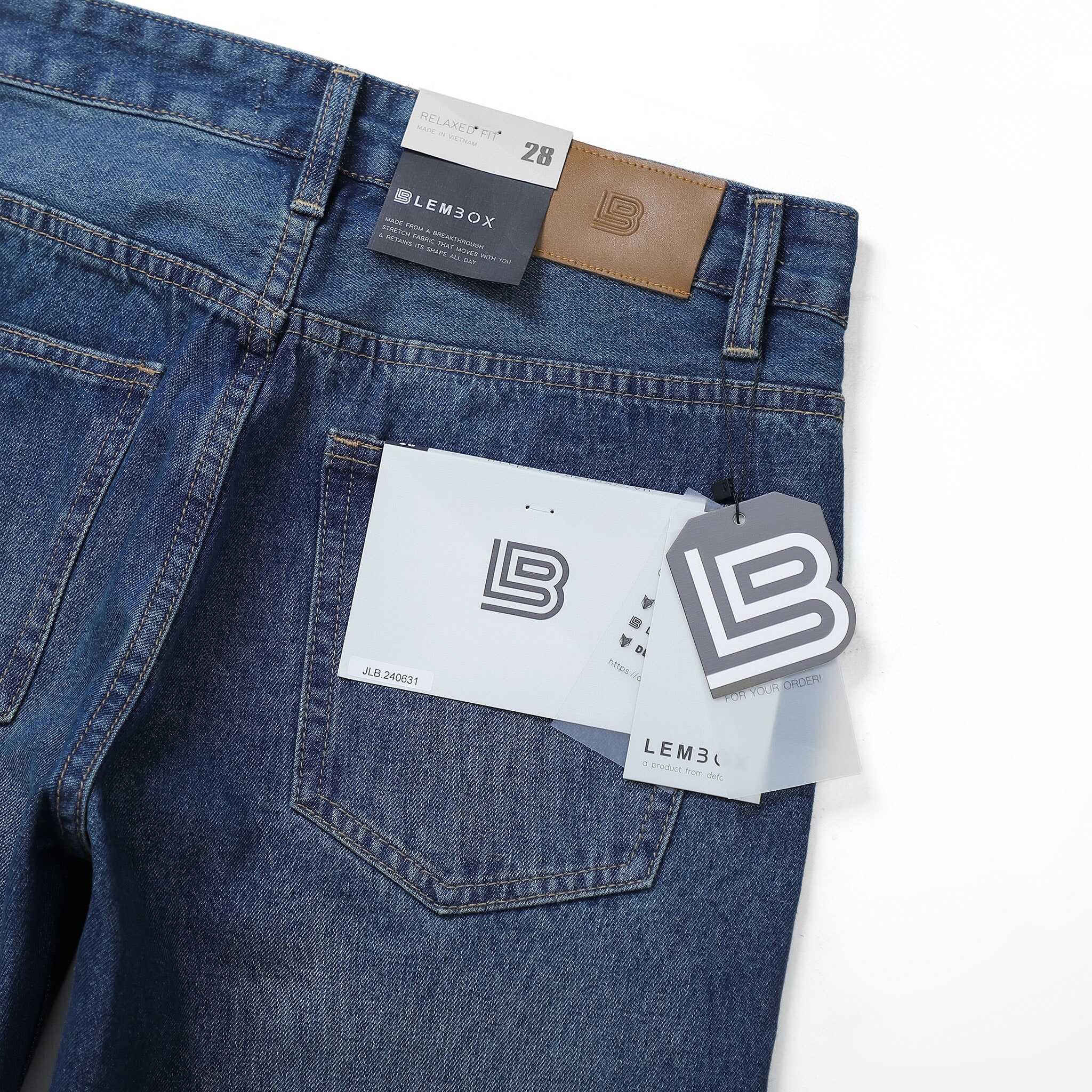 QUẦN JEANS LEMBOX RELAXED-FIT XANH ĐÁ WASH
