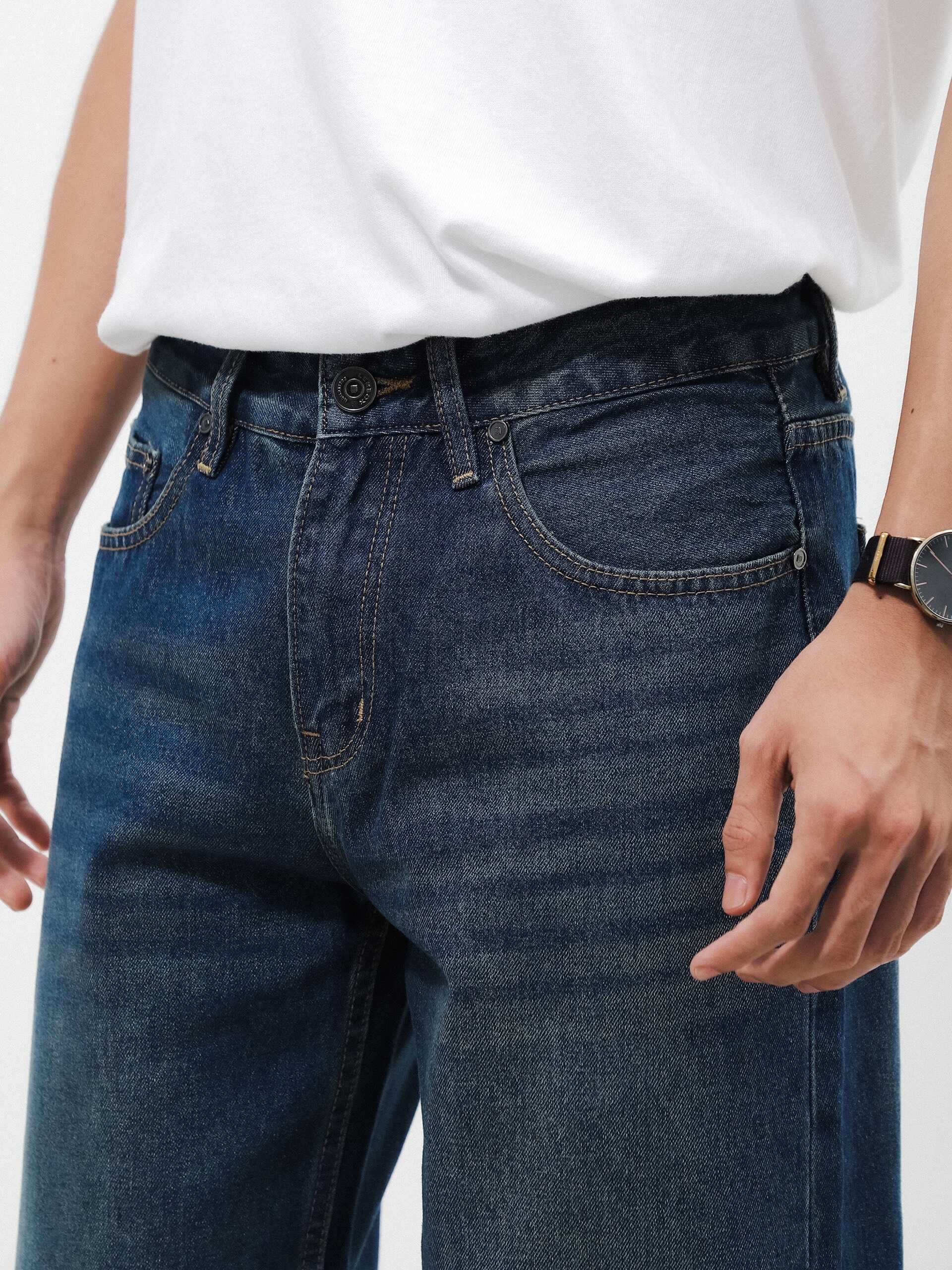 QUẦN JEANS LEMBOX RELAXED-FIT XANH ĐÁ WASH