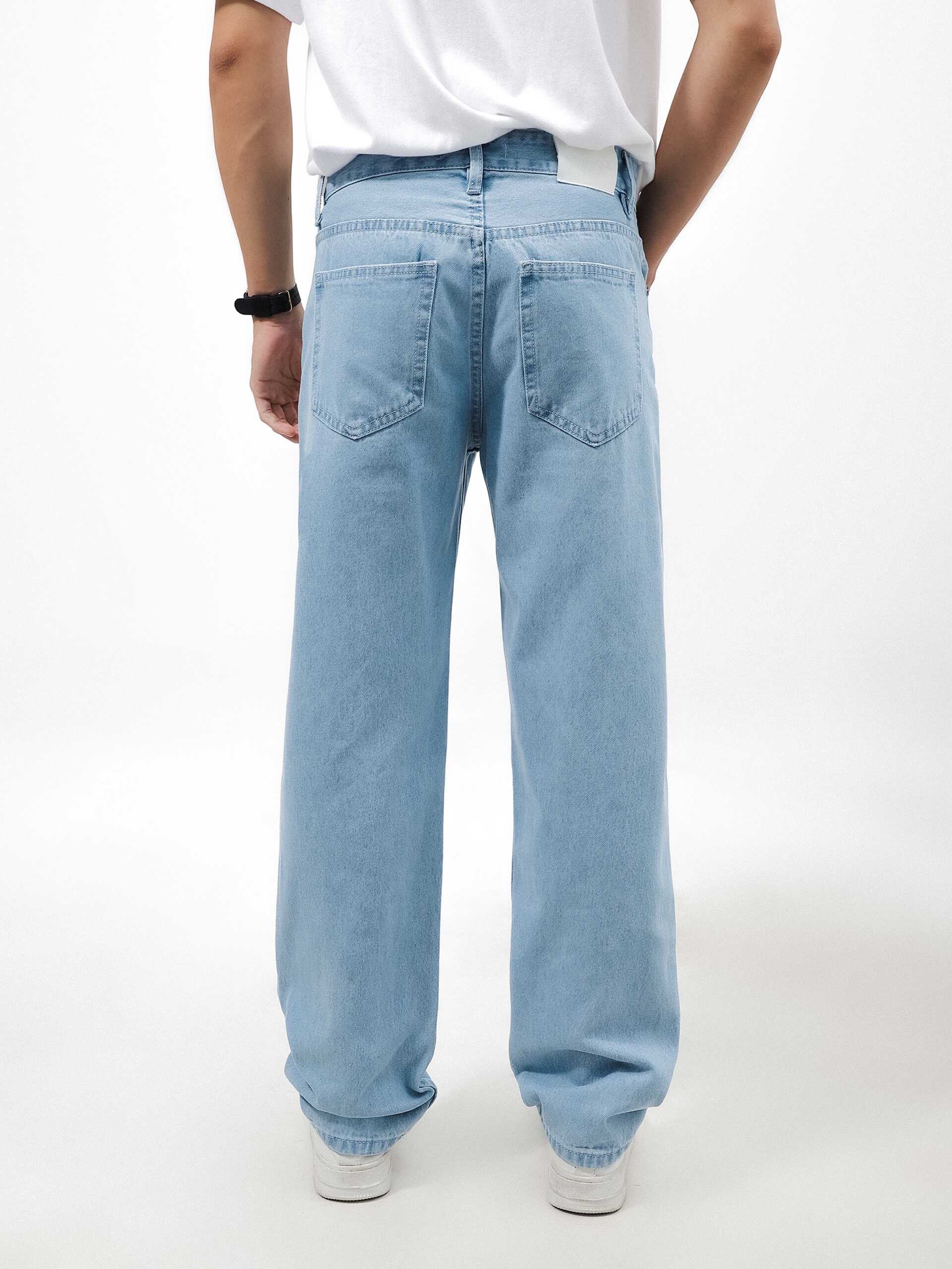 QUẦN JEANS LEMBOX RELAXED-FIT XANH NHẠT TRƠN