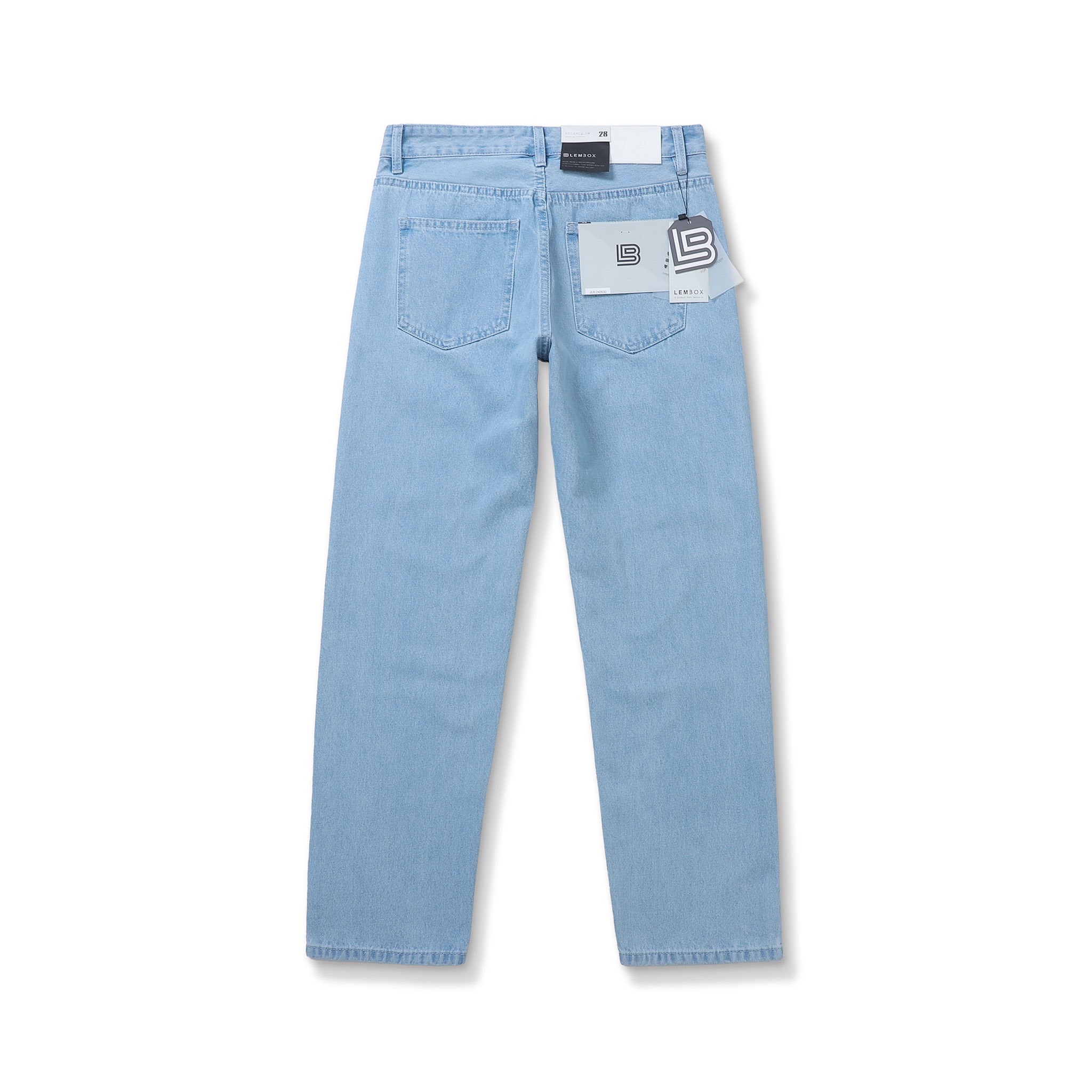QUẦN JEANS LEMBOX RELAXED-FIT XANH NHẠT TRƠN