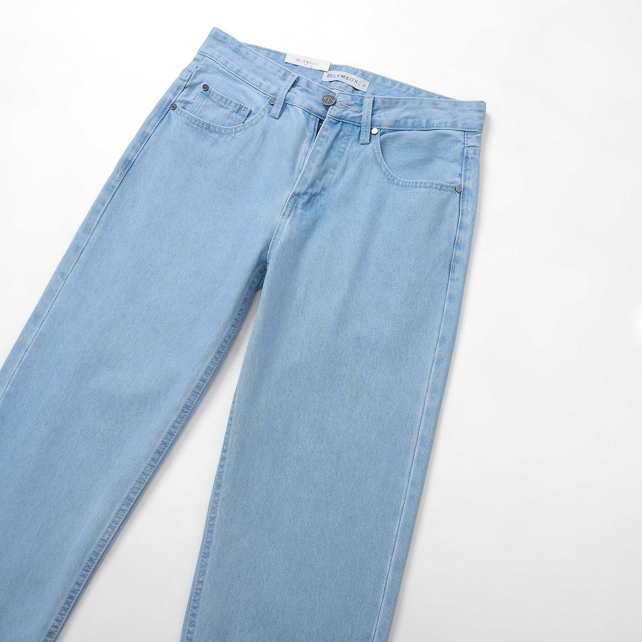 QUẦN JEANS LEMBOX RELAXED-FIT XANH NHẠT TRƠN