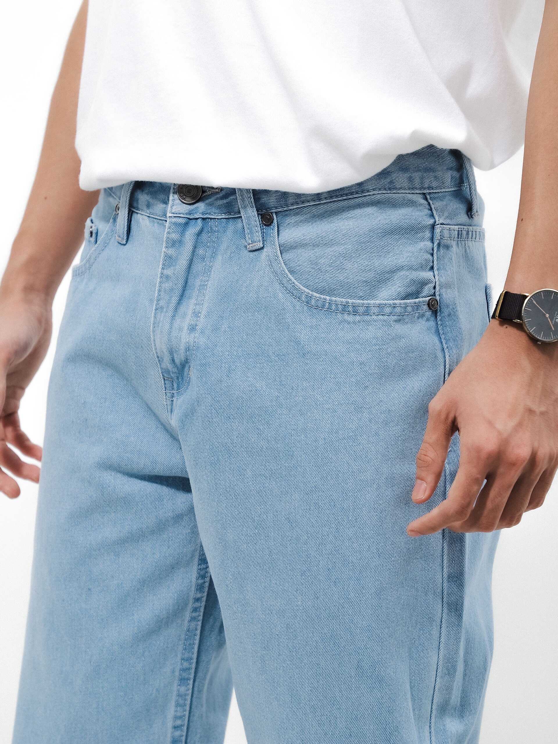 QUẦN JEANS LEMBOX RELAXED-FIT XANH NHẠT TRƠN