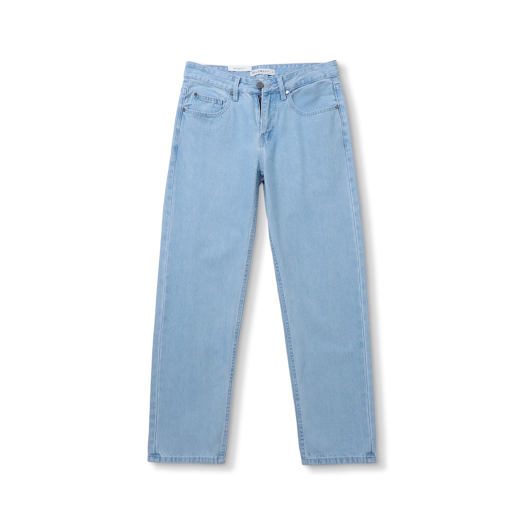 QUẦN JEANS LEMBOX RELAXED-FIT XANH NHẠT TRƠN