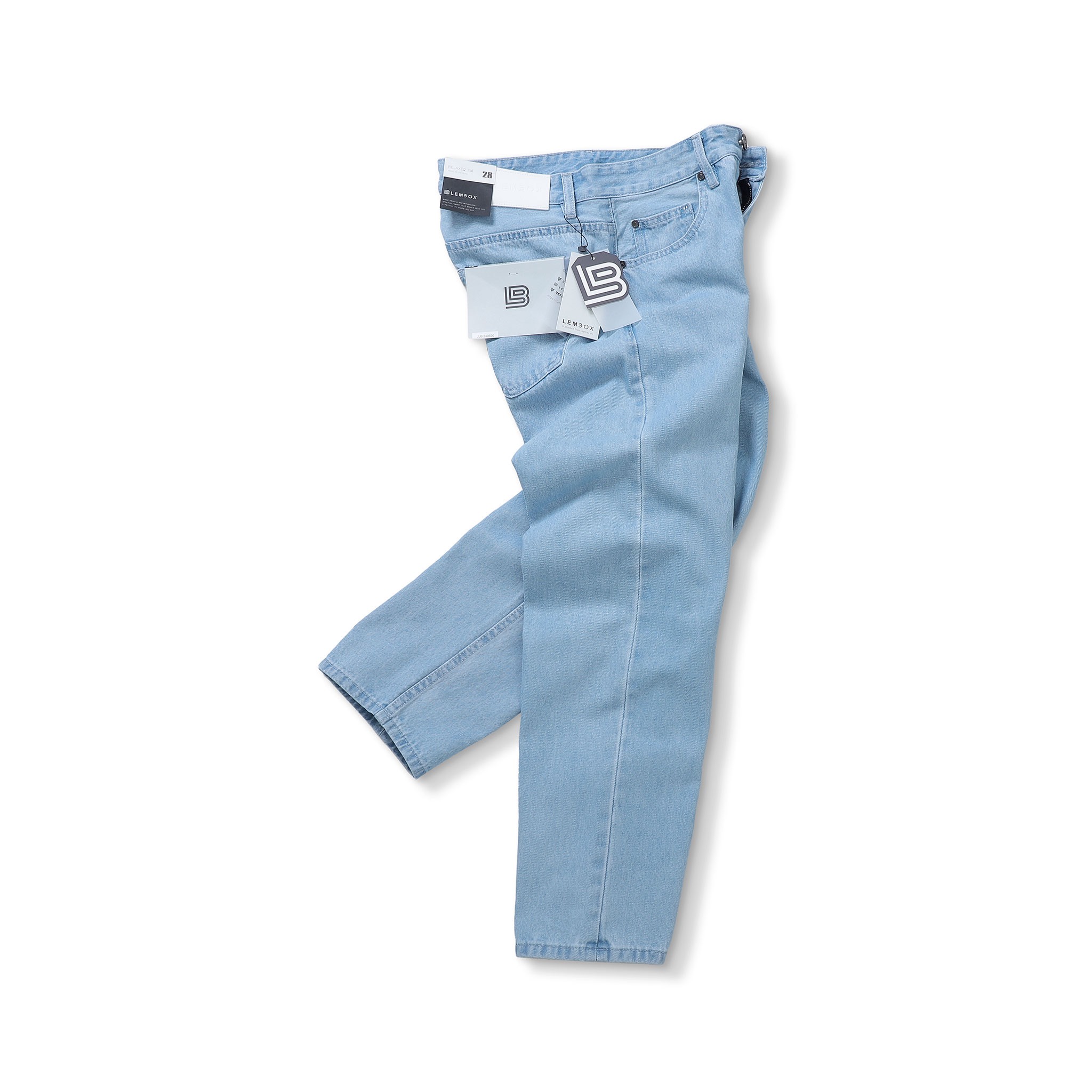 QUẦN JEANS LEMBOX RELAXED-FIT XANH NHẠT TRƠN