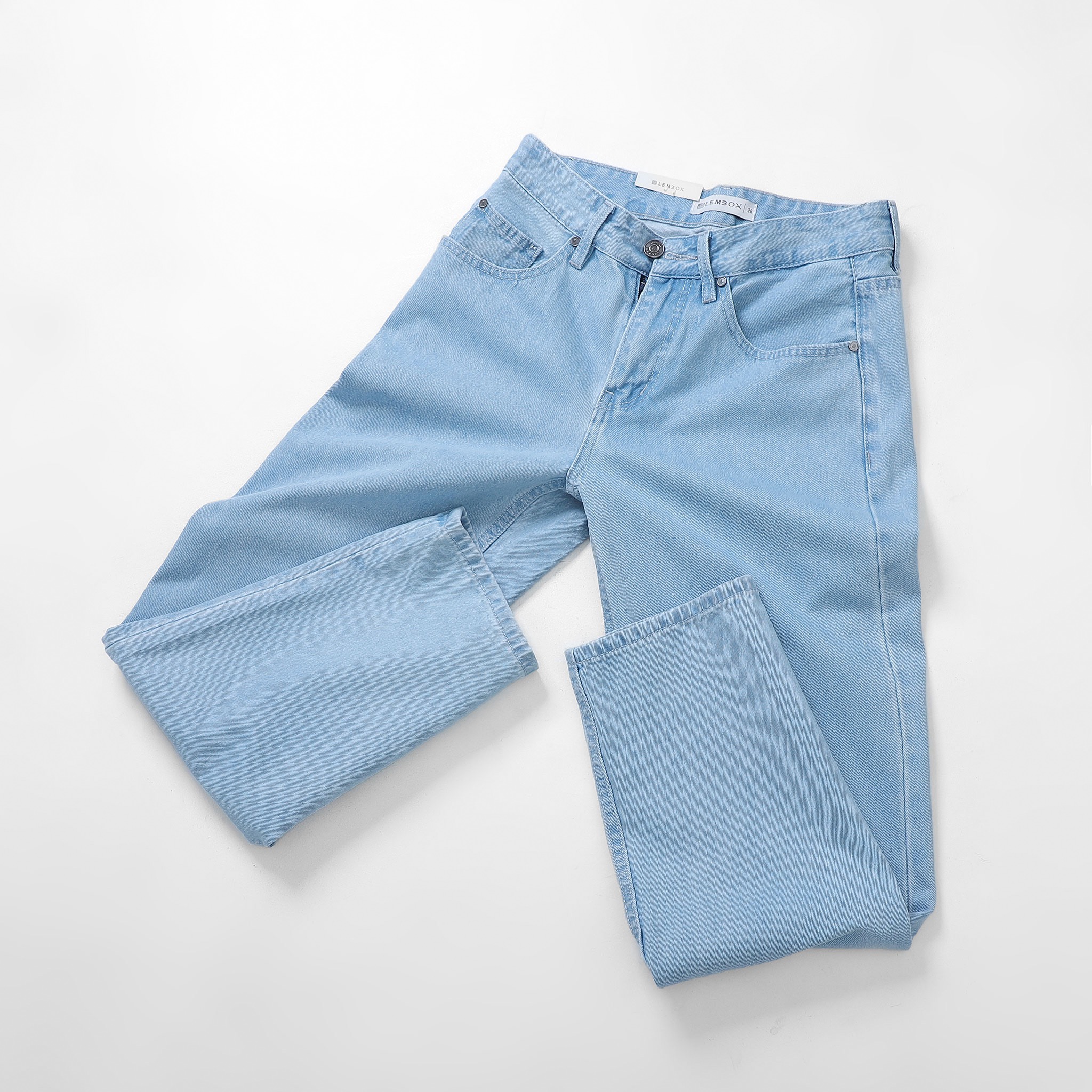 QUẦN JEANS LEMBOX RELAXED-FIT XANH NHẠT TRƠN