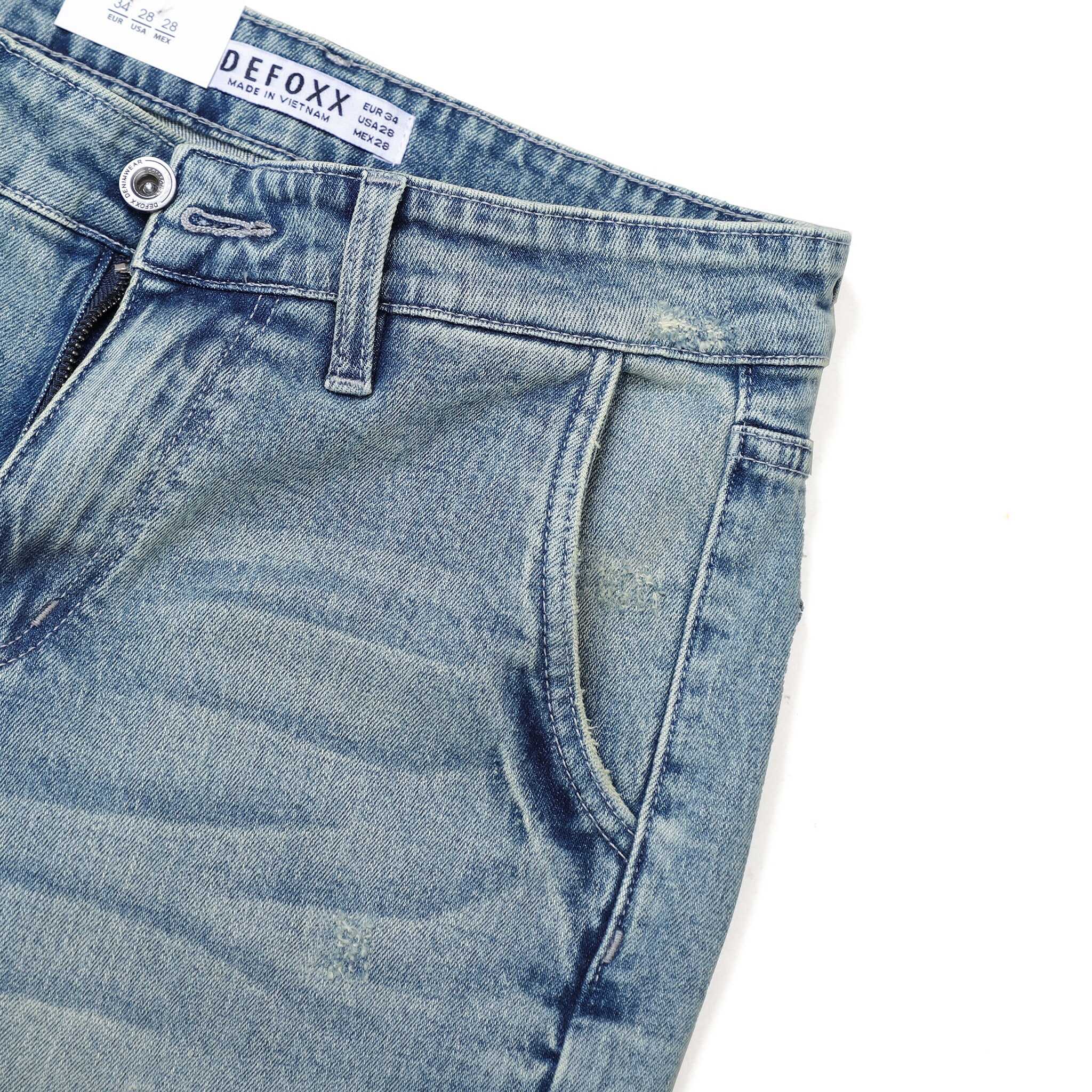 QUẦN JEANS DEFOXX TÚI CHÉO XANH DƠ WASH
