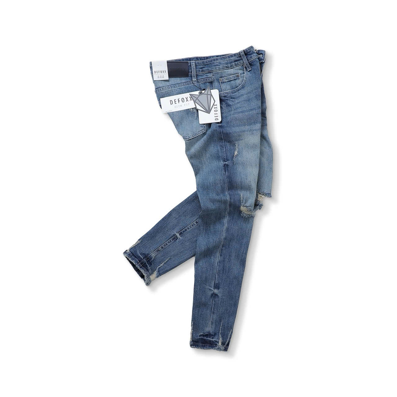 QUẦN JEANS DEFOXX XANH WASH RÁCH