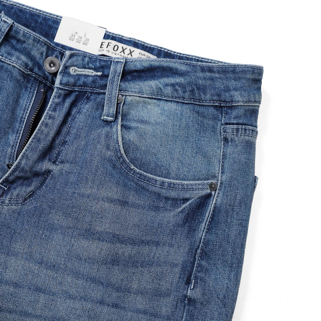 QUẦN JEANS DEFOXX XANH WASH RÁCH