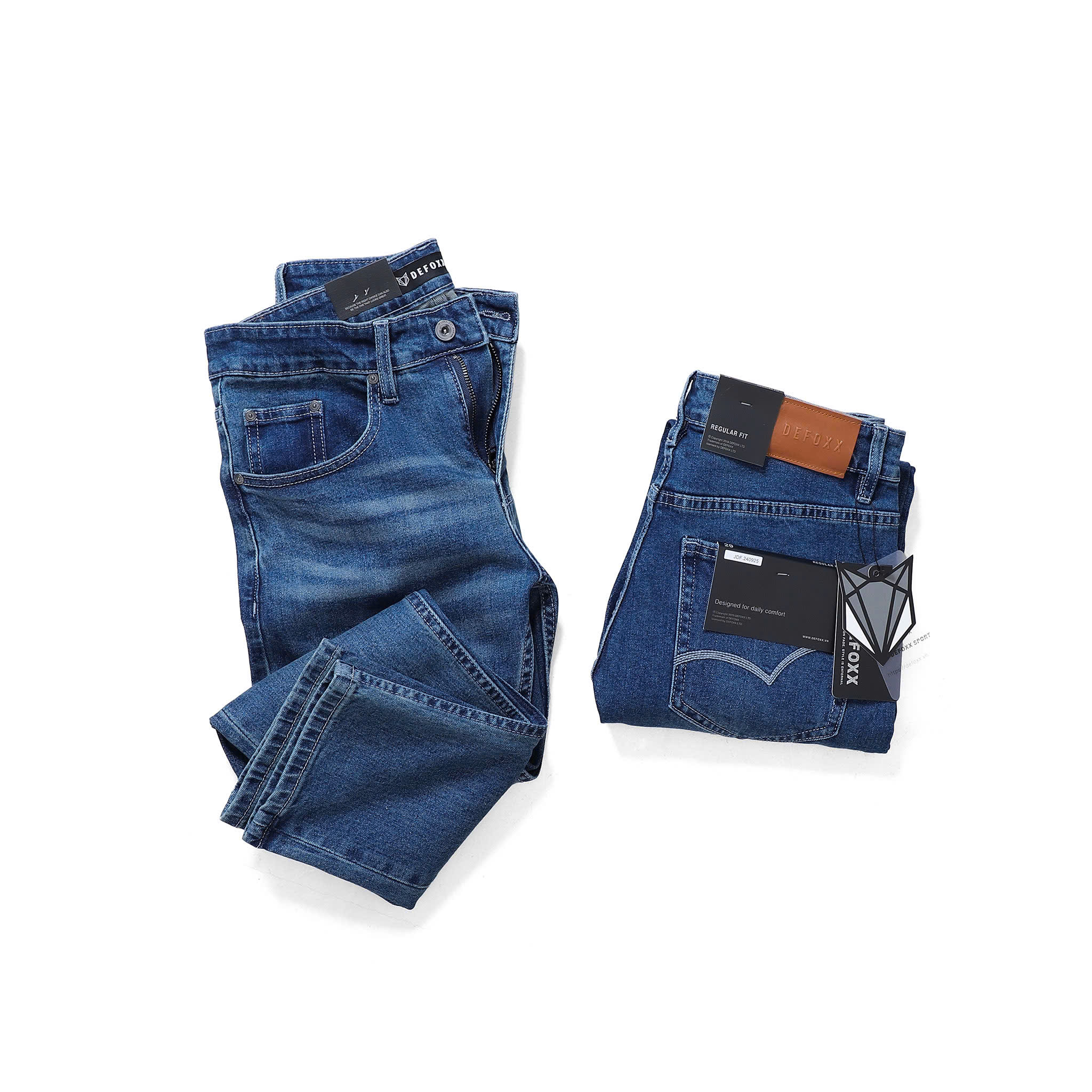 QUẦN JEANS DEFOXX REGULAR-FIT XANH WASH