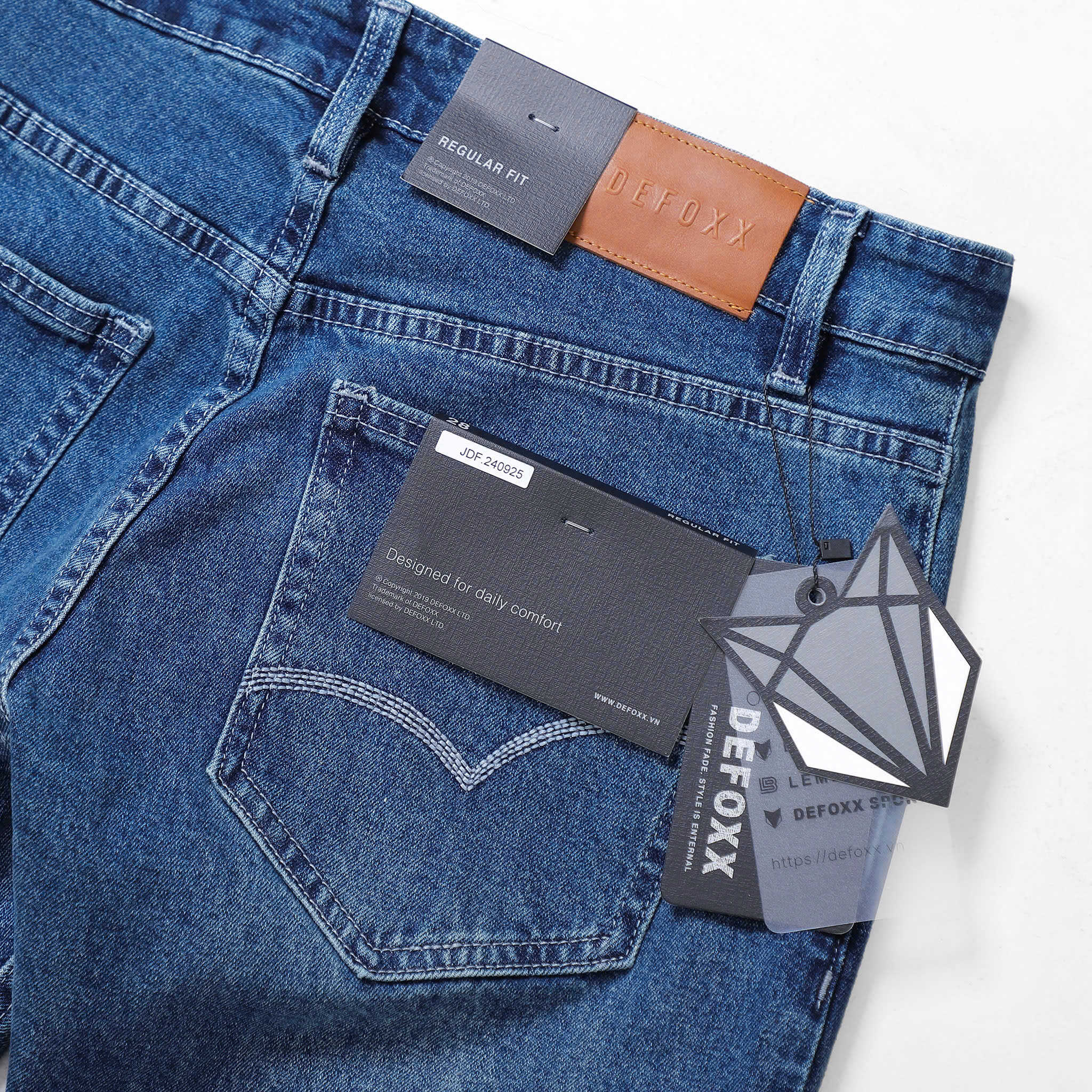 QUẦN JEANS DEFOXX REGULAR-FIT XANH WASH