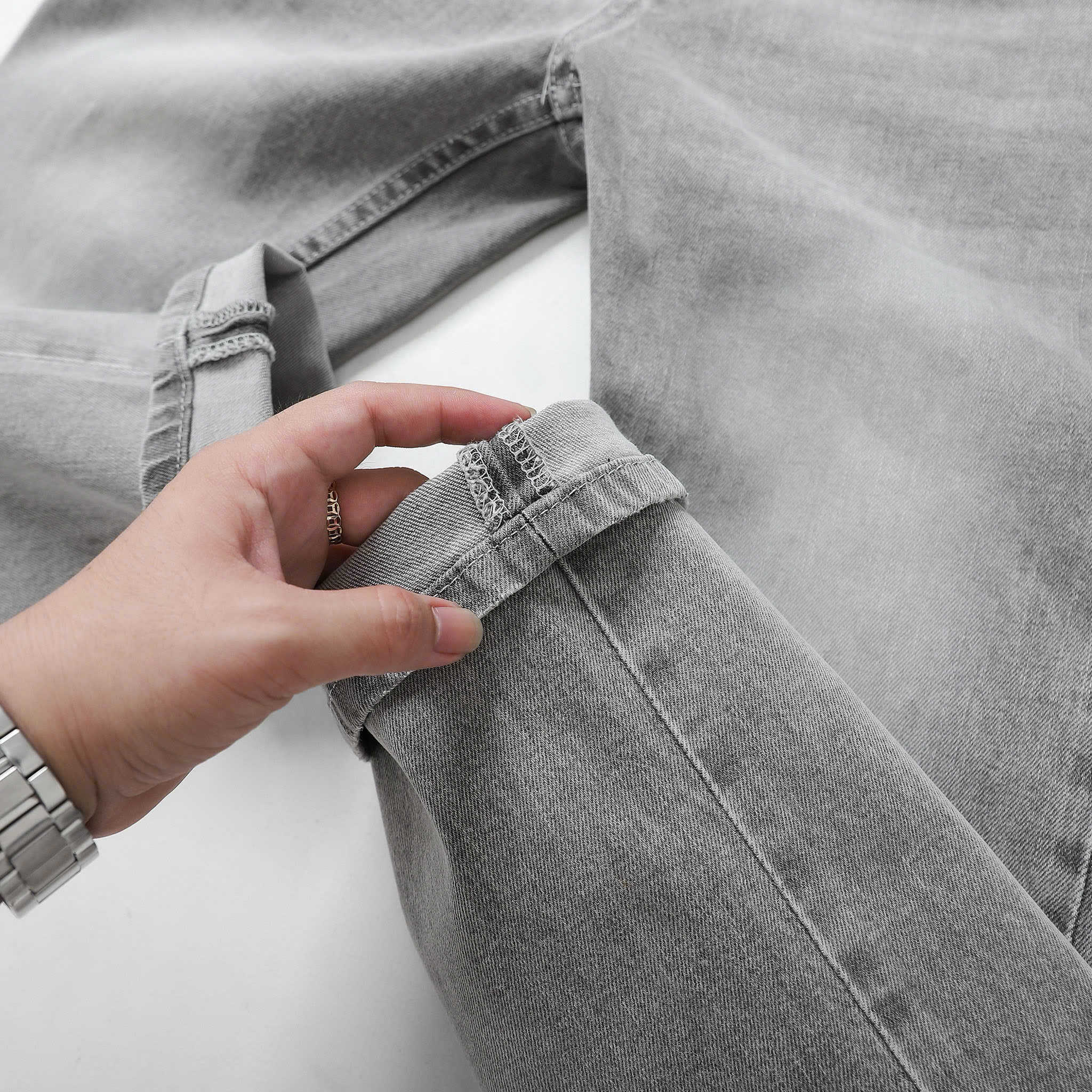 QUẦN JEANS DEFOXX REGULAR-FIT XÁM TRẮNG WASH