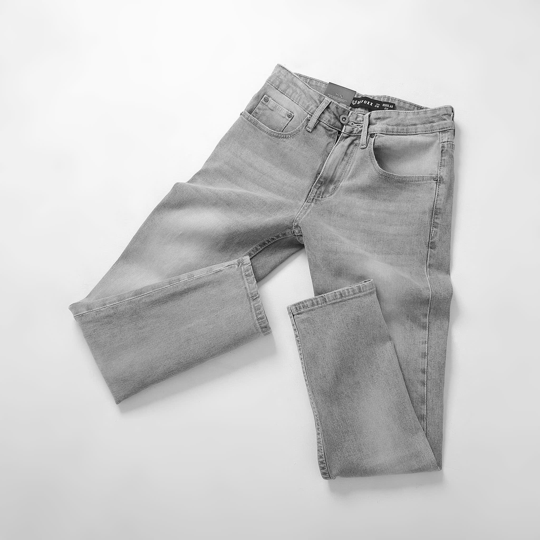 QUẦN JEANS DEFOXX REGULAR-FIT XÁM TRẮNG WASH