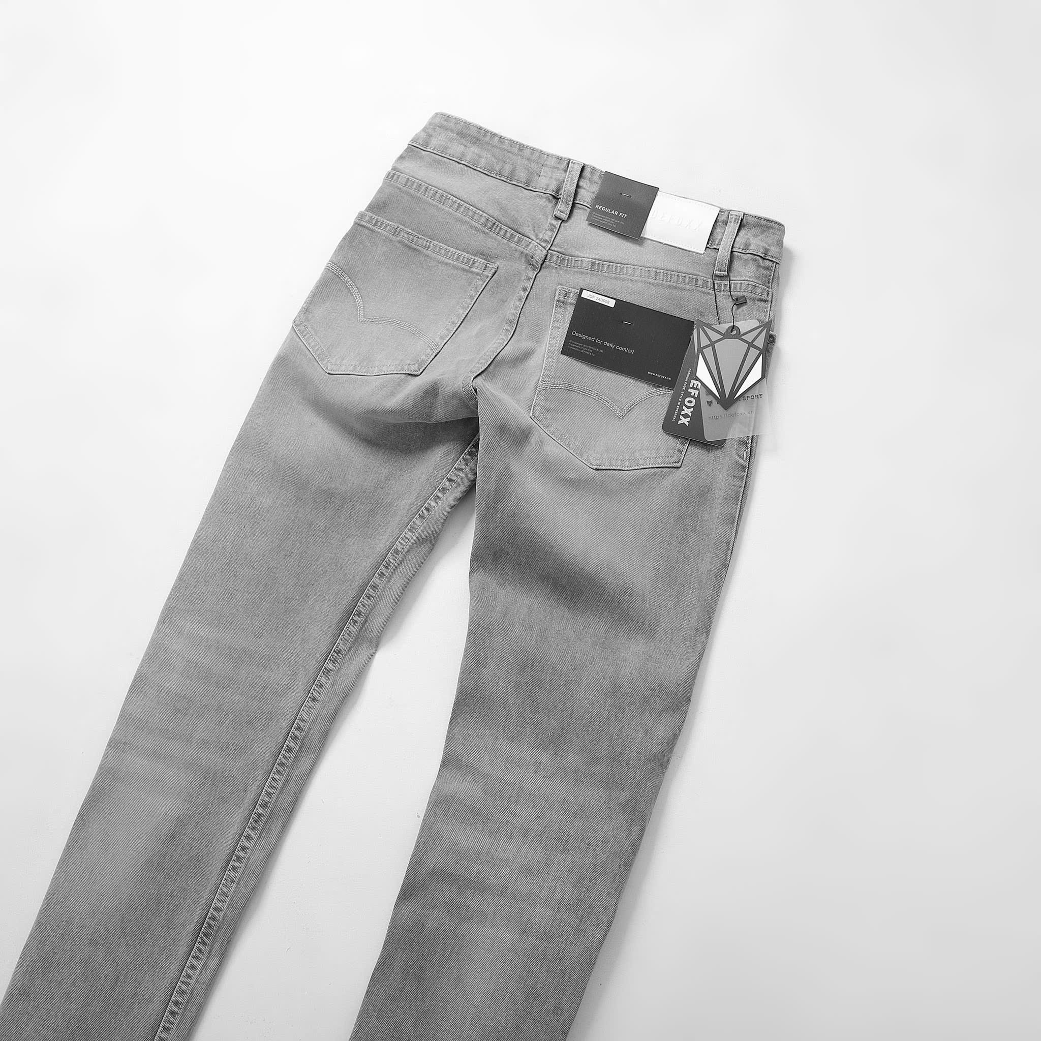 QUẦN JEANS DEFOXX REGULAR-FIT XÁM TRẮNG WASH