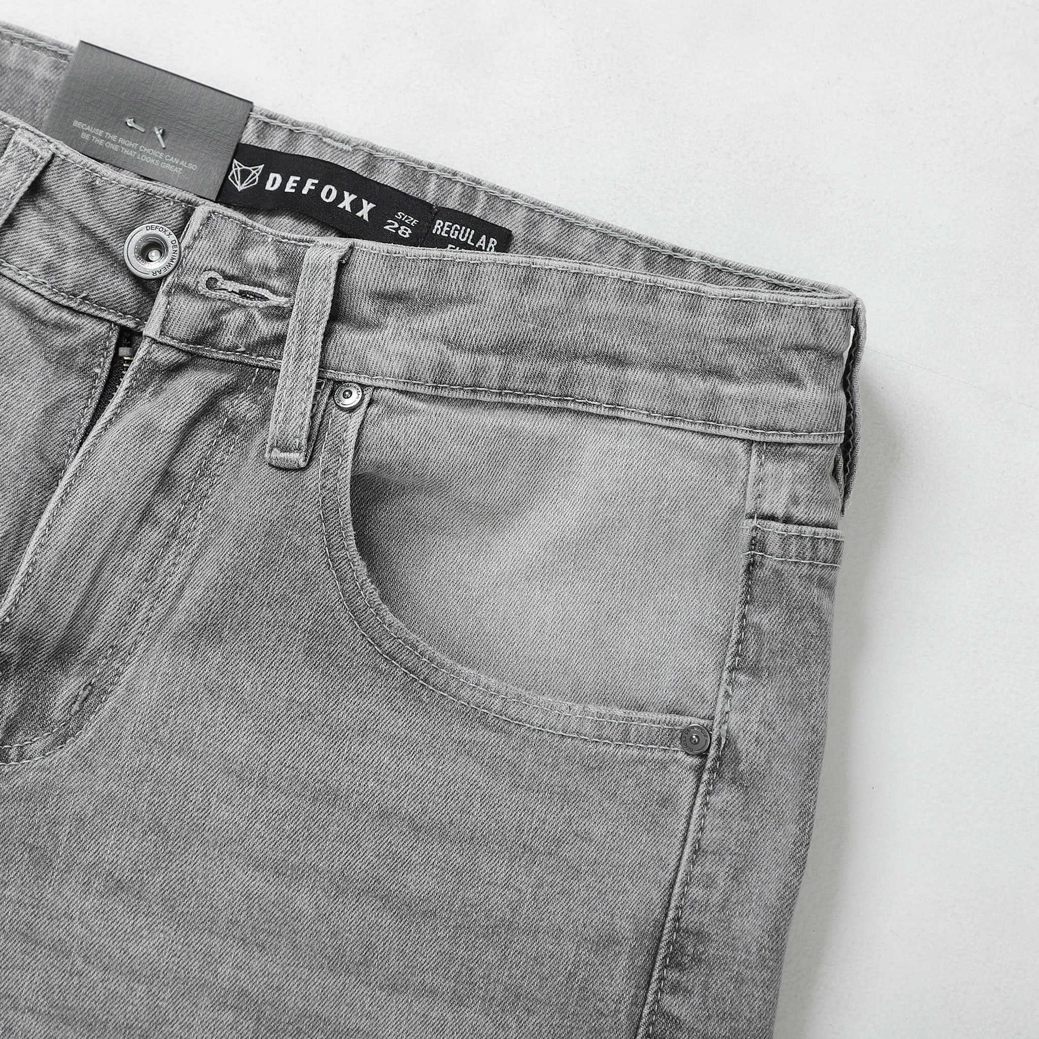 QUẦN JEANS DEFOXX REGULAR-FIT XÁM TRẮNG WASH